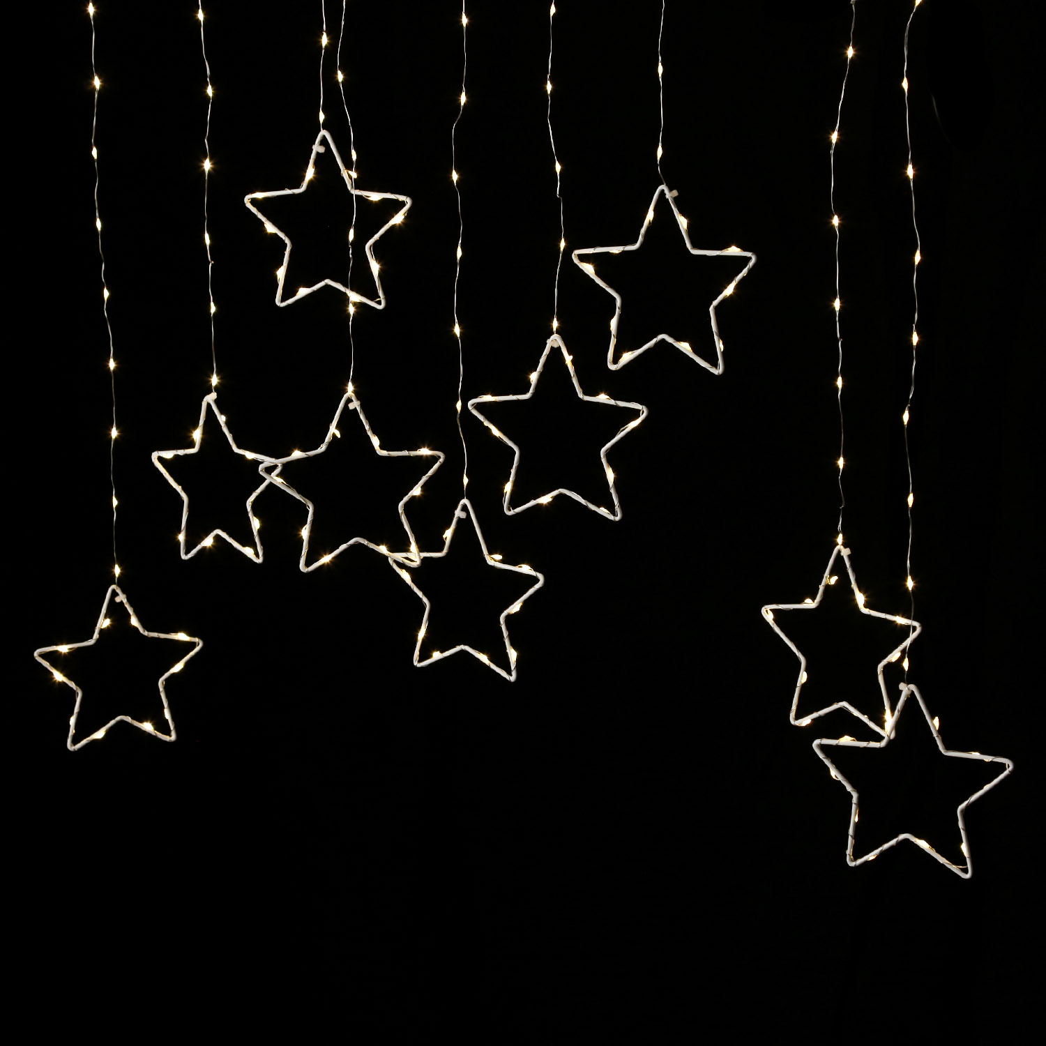 LED Lichtervorhang STERNE - 156 warmweisse LED - 120x60cm - Timer - 8 Funkionen - fuer Aussen LED Lichtervorhang STERNE - 156 warmweisse LED - 120x60cm - Timer - 8 Funkionen - fuer Aussen