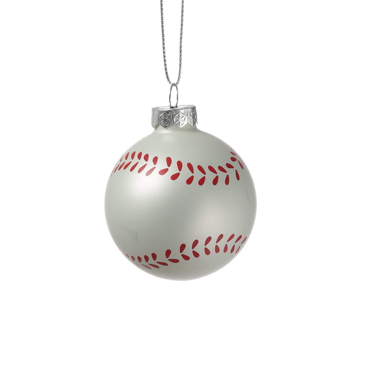 Weihnachtsbaumschmuck Baseball - Christbaumschmuck - Glas - D: 5,6cm - weiß