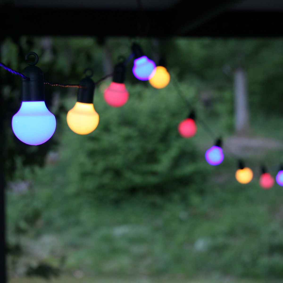 LED Party Lichterkette - 20 bunte LED - L: 5,7m - grünes Kabel - outdoor - pastelfarben