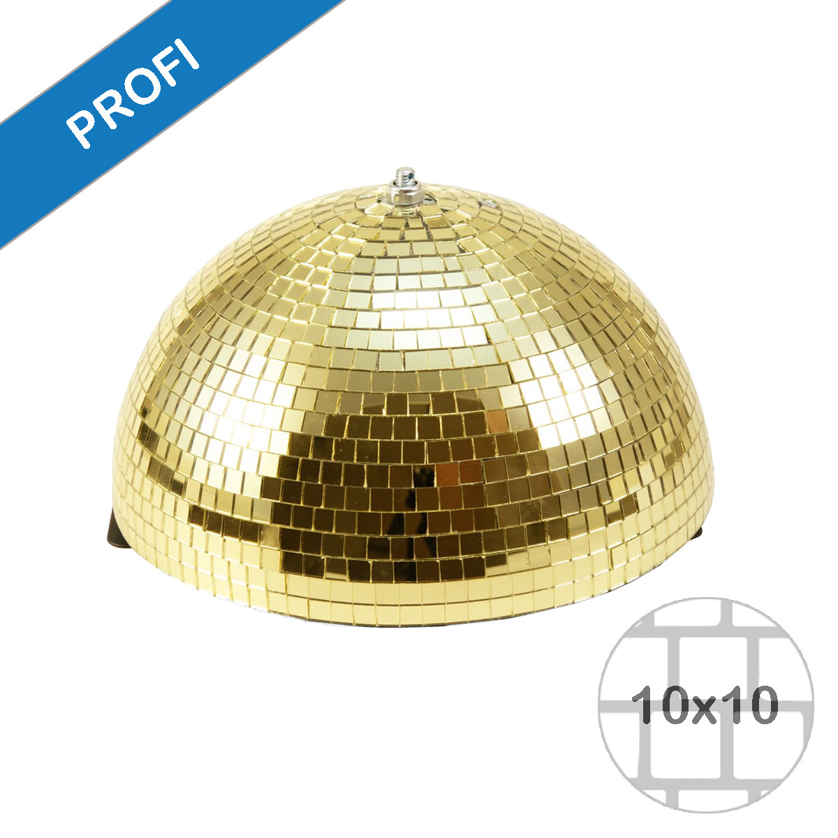 Spiegelkugel halb gold 30cm - für Deckenmontage - Diskokugel Echtglas - 10x10mm Spiegel - PROFI