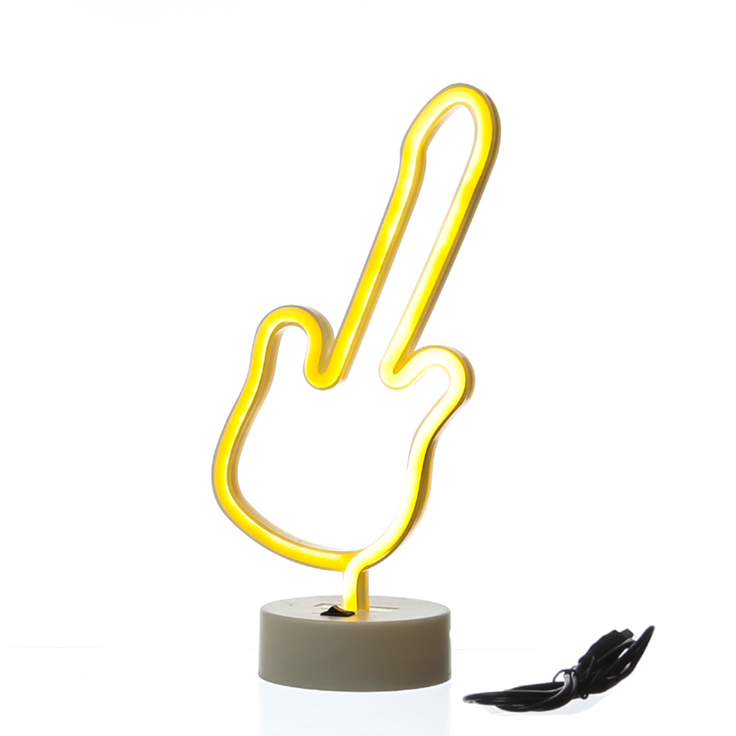 LED NEON Figur GITARRE - Neon Schild - H: 30cm - Batterie oder USB Betrieb - warmweiß