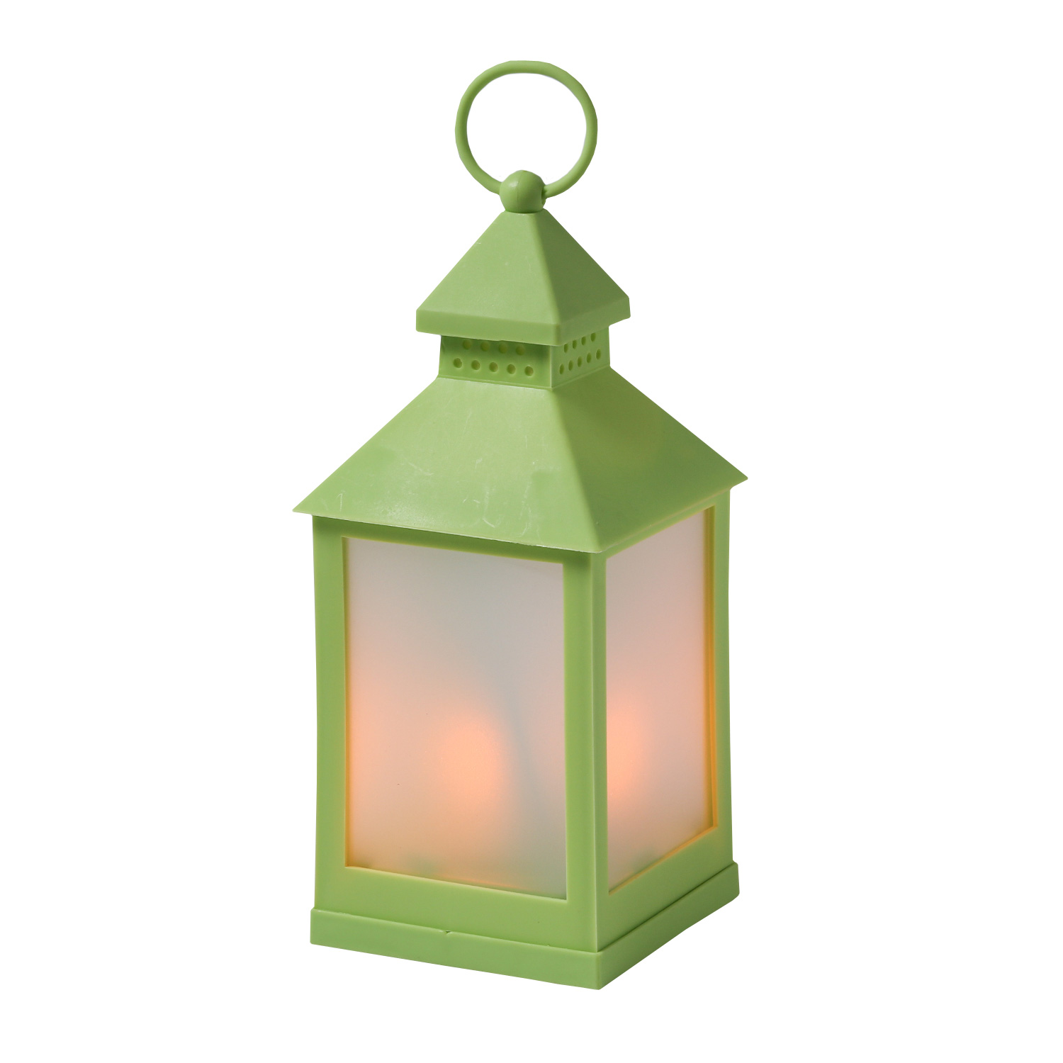 LED Laterne - mit Flammeneffekt - flackernde LED - H: 24cm - Batteriebetrieb - grün LED Laterne - mit Flammeneffekt - flackernde LED - H: 24cm - Batteriebetrieb - grün