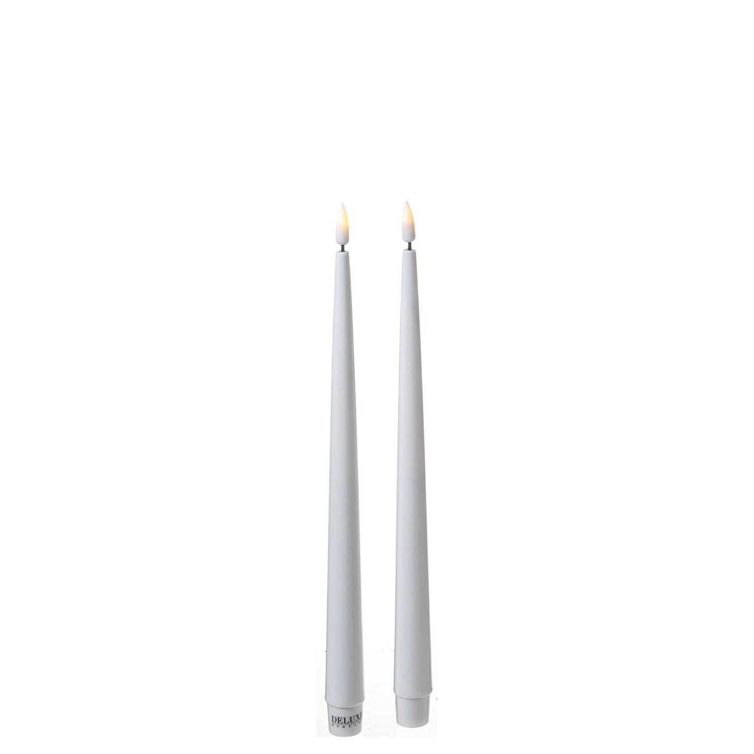 LED Stabkerzen ELLA - Echtwachs - realistische 3D Flamme - H: 28cm - weiß - 2 Stück