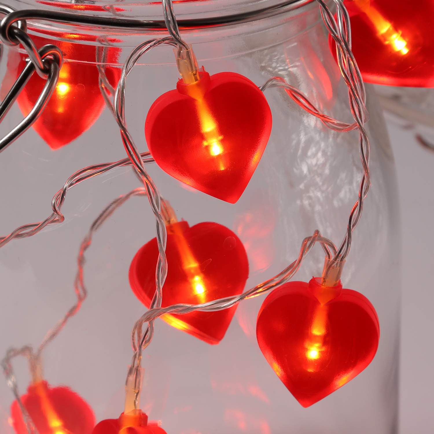 LED Lichterkette Herzen - 10 warmweiße LED - L: 90cm - Batteriebetrieb - rot LED Lichterkette Herzen - 10 warmweiße LED - L: 90cm - Batteriebetrieb - rot