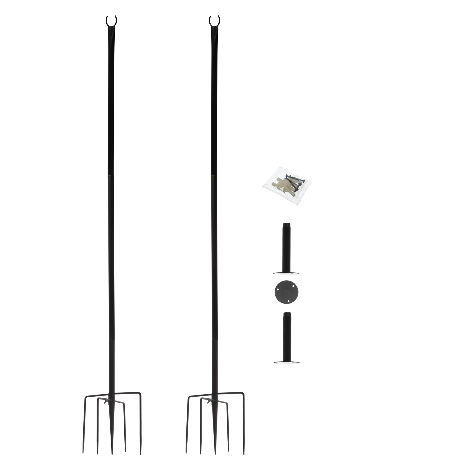 Lichterkettenhalterung - Lichterkettenmast mit Erdspieß - Gartenstab - H: 2,8m - für Außen - 2er Set Lichterkettenhalterung - Lichterkettenmast mit Erdspieß - Gartenstab - H: 2,8m - für Außen - 2er Set