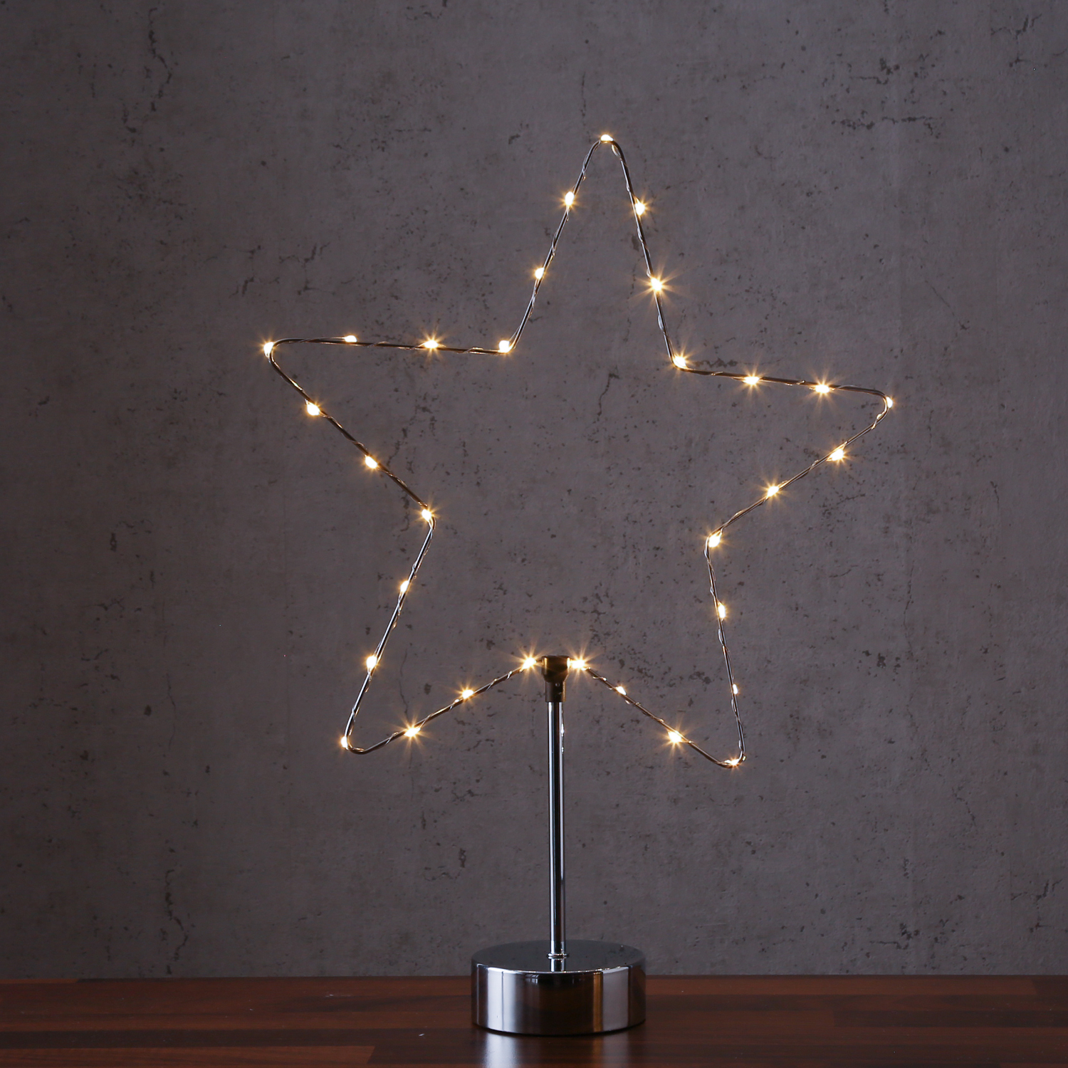 LED Dekoleuchte Herz/Stern - wechselbarer Aufsatz - H: 50cm - Batterie - Timmer - silber LED Dekoleuchte Herz/Stern - wechselbarer Aufsatz - H: 50cm - Batterie - Timmer - silber