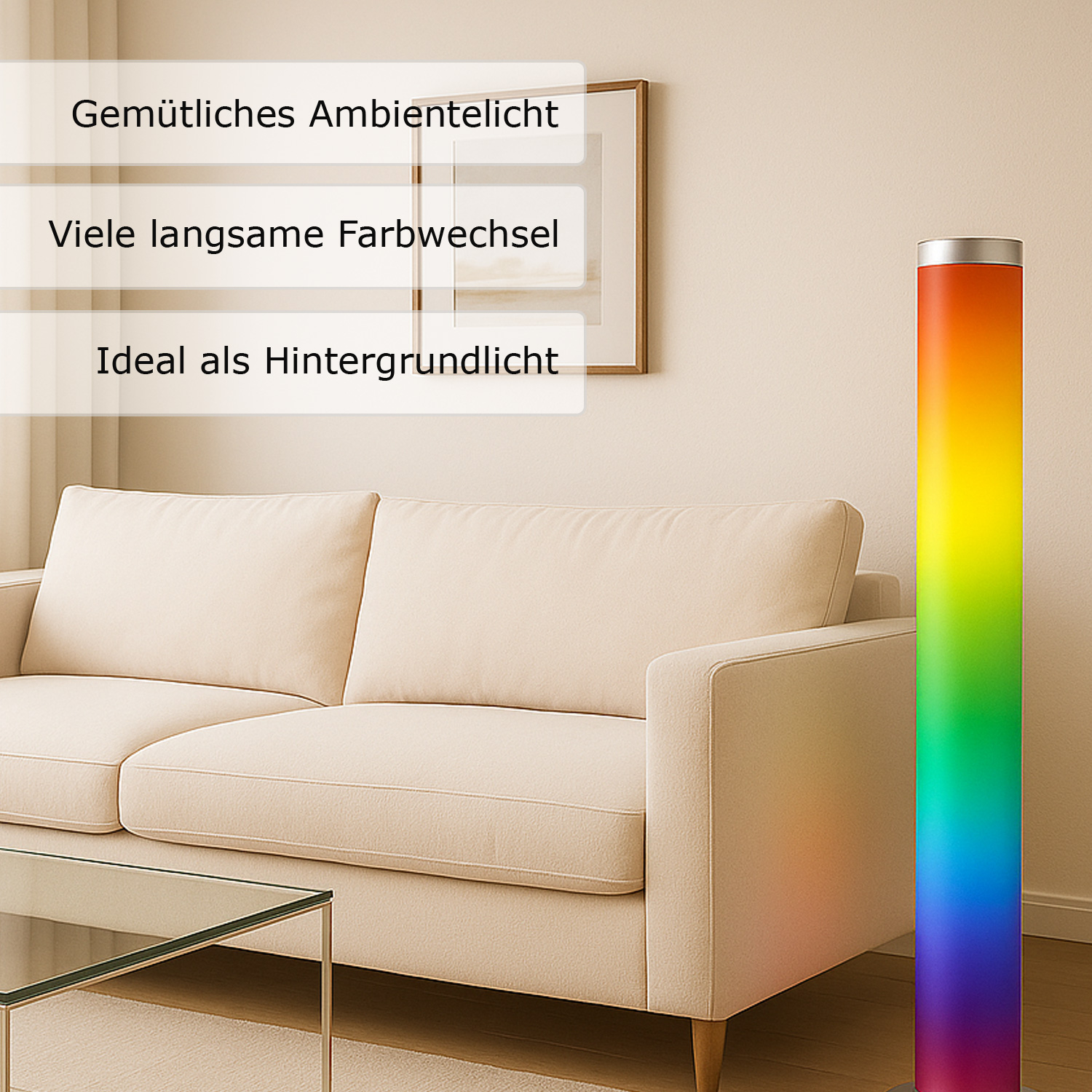 LED COLOR TUBE RAINBOW Lichtsäule - 1m - RGB Farbwechsel - Fernbedienung