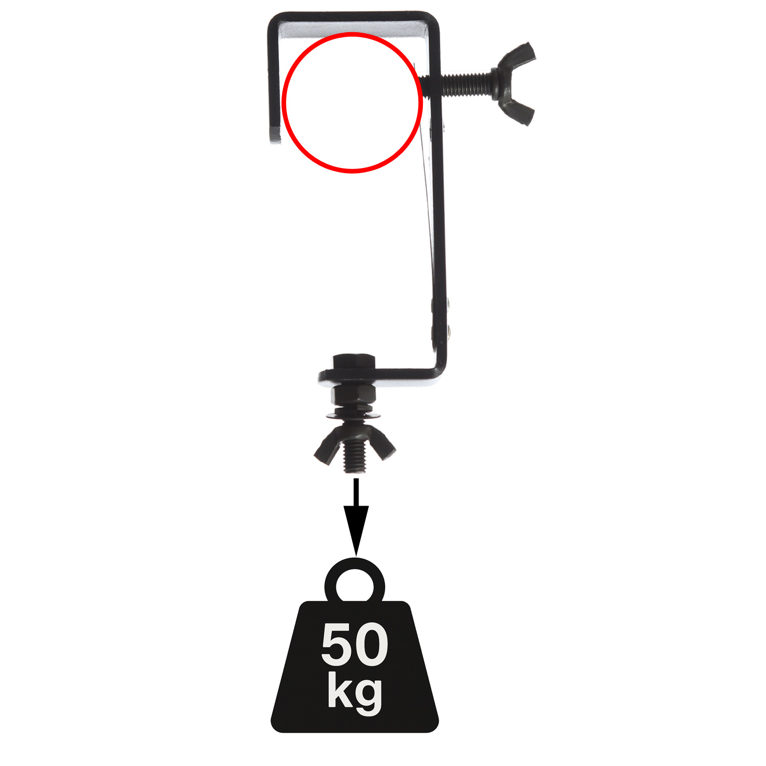 Theaterhaken 50kg Set CC-50 schwarz (5 Stück) - Montagehaken mit Schutzlippe - bis 50kg | DELTATRUSS