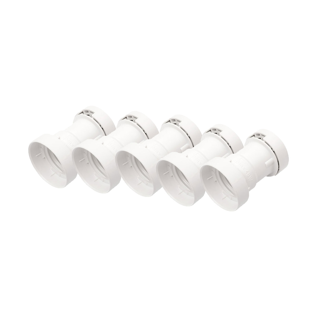 ILLU Fassung E-27 Schraubgewinde - weiß - max 40W für H05RNH2-F1,5 und 2,5 - 5er Set ILLU Fassung E-27 Schraubgewinde - weiß - max 40W für H05RNH2-F1,5 und 2,5 - 5er Set