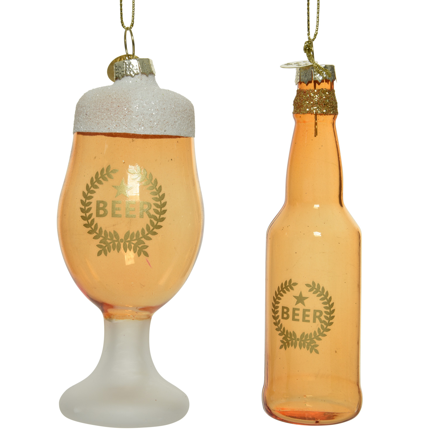 Christbaumschmuck BEER - Glas - Flasche und Trinkglas - inkl. Aufhänger - 2er Set Christbaumschmuck BEER - Glas - Flasche und Trinkglas - inkl. Aufhänger - 2er Set