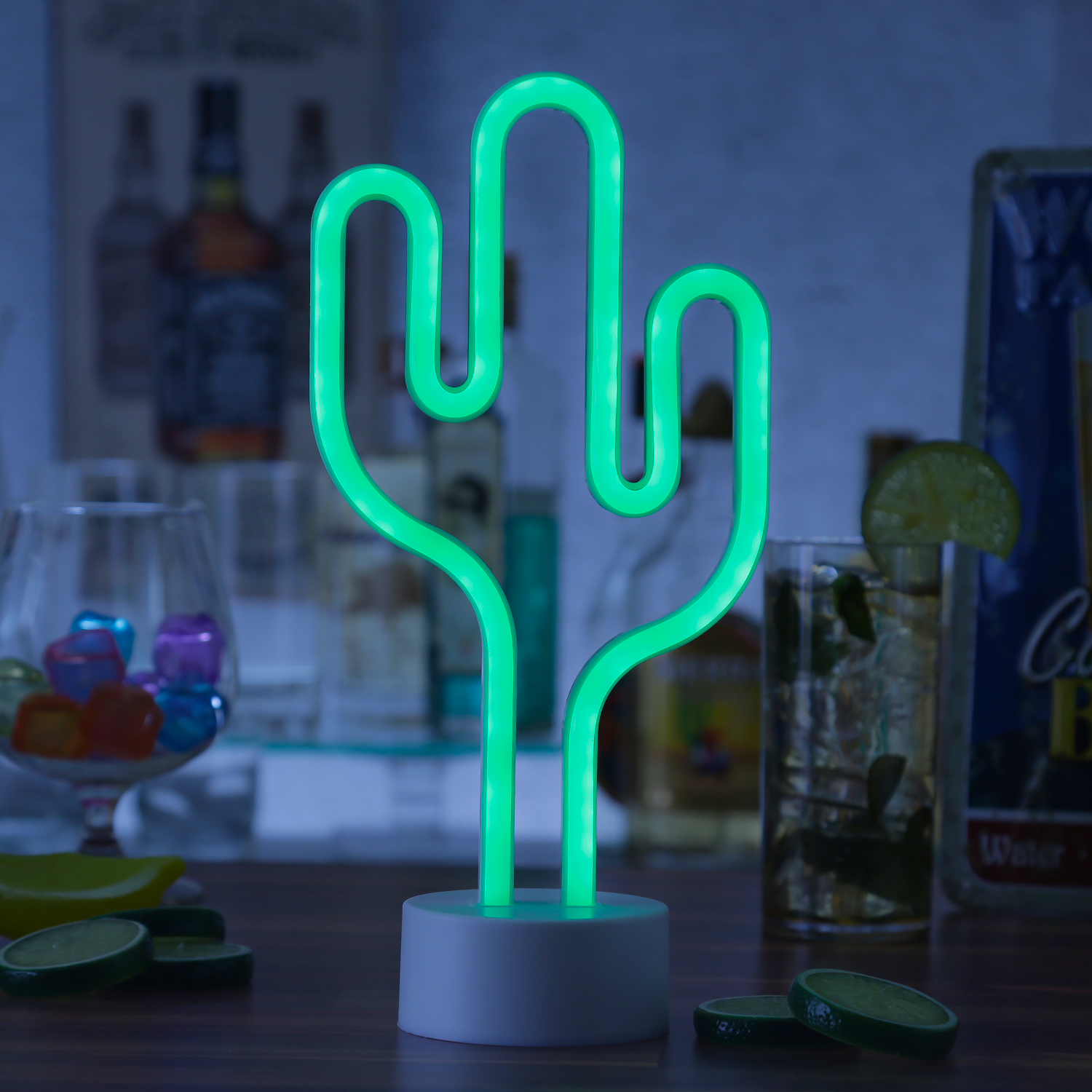 LED NEON Figur Kaktus - Dekoleuchte - H- 30cm - Batterie oder USB Betrieb - stehend - gruen LED NEON Figur Kaktus - Dekoleuchte - H- 30cm - Batterie oder USB Betrieb - stehend - gruen