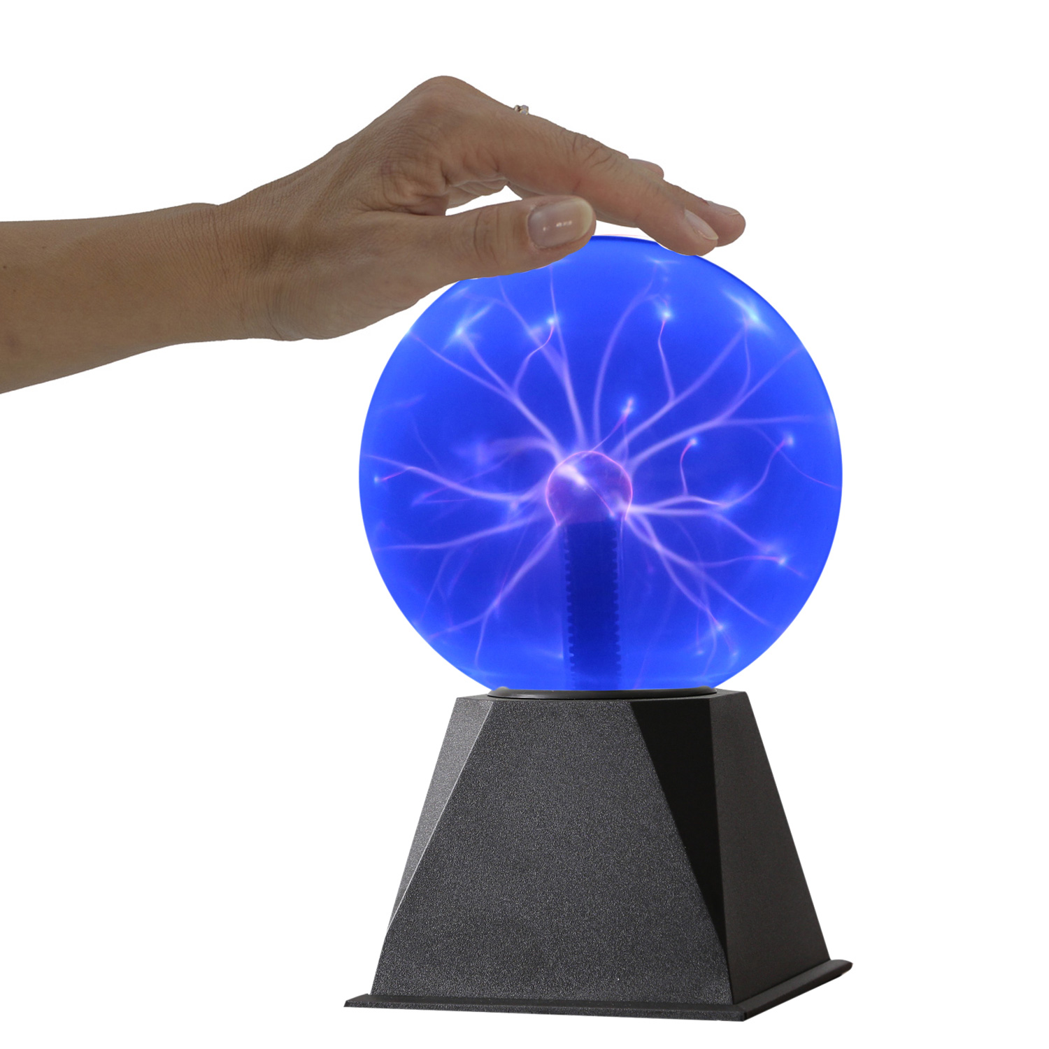 Plasmakugel zuckend- blaue Blitz-Show - Automatikbetrieb oder Musiksteuerung - 15cm Kugel