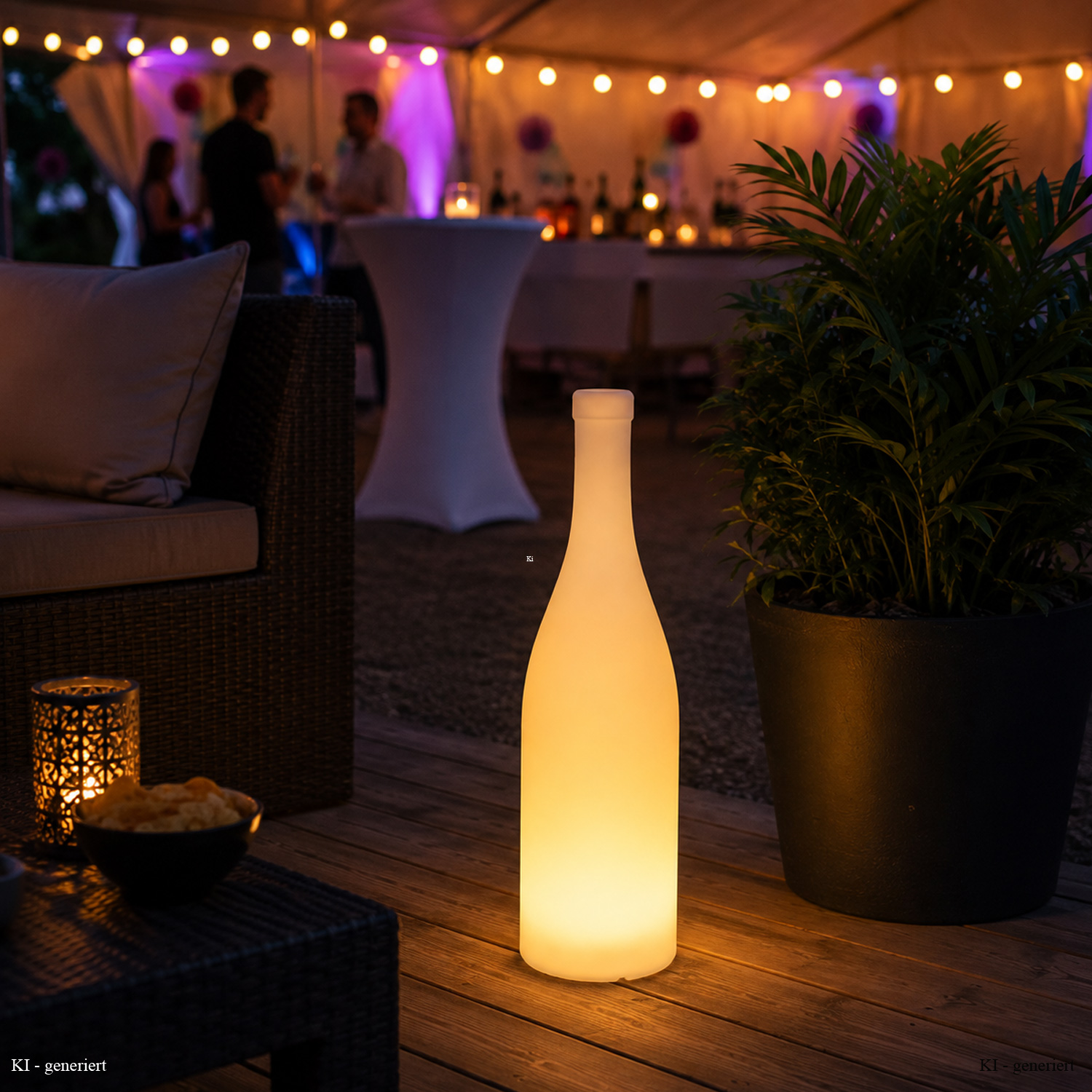 LED Flasche outdoor - Leuchtobjekt - Leuchtflasche - H: 58cm - E27 Fassung - warmweiße 1W LED