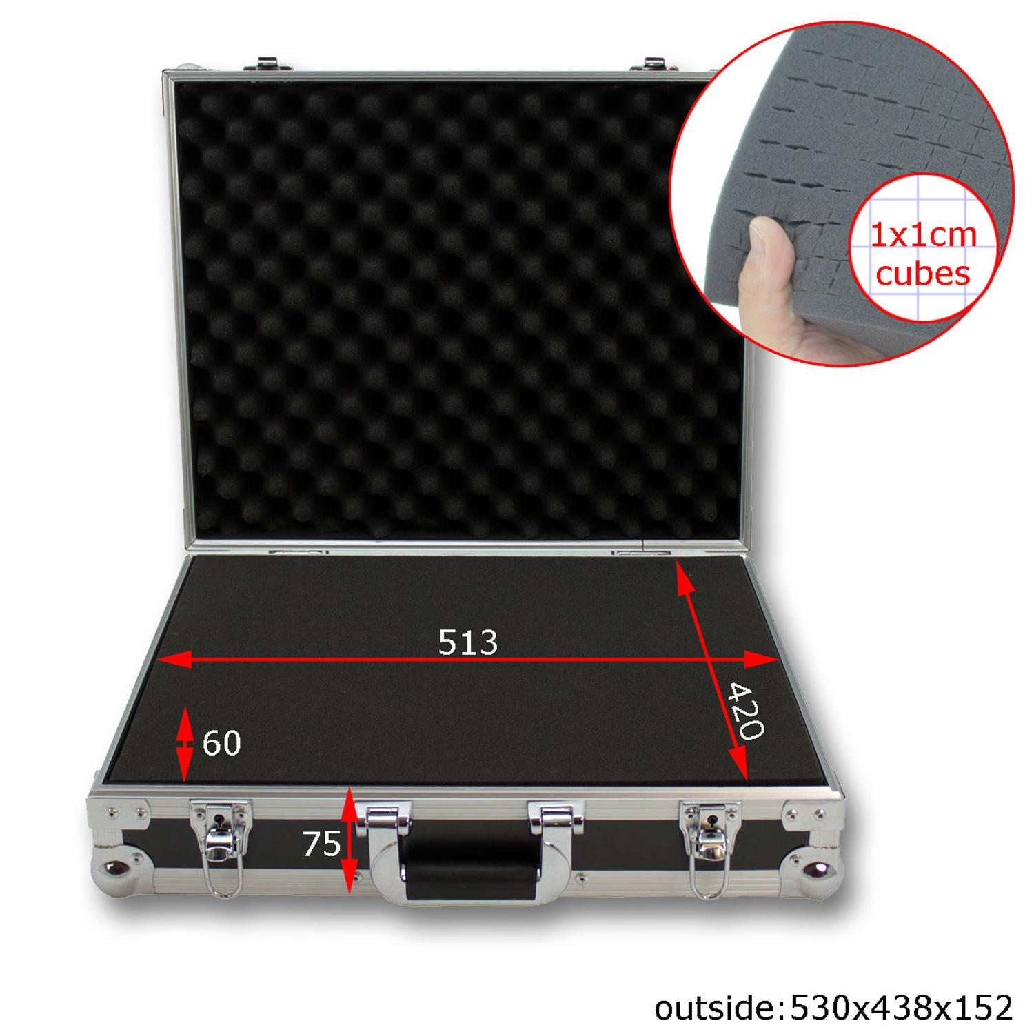 ACC-2 Universal Transportkoffer | Flightcase mit Würfelschaumstoff | SATISFIRE (530x438x152mm) ACC-2 Universal Transportkoffer | Flightcase mit Würfelschaumstoff | SATISFIRE (530x438x152mm)
