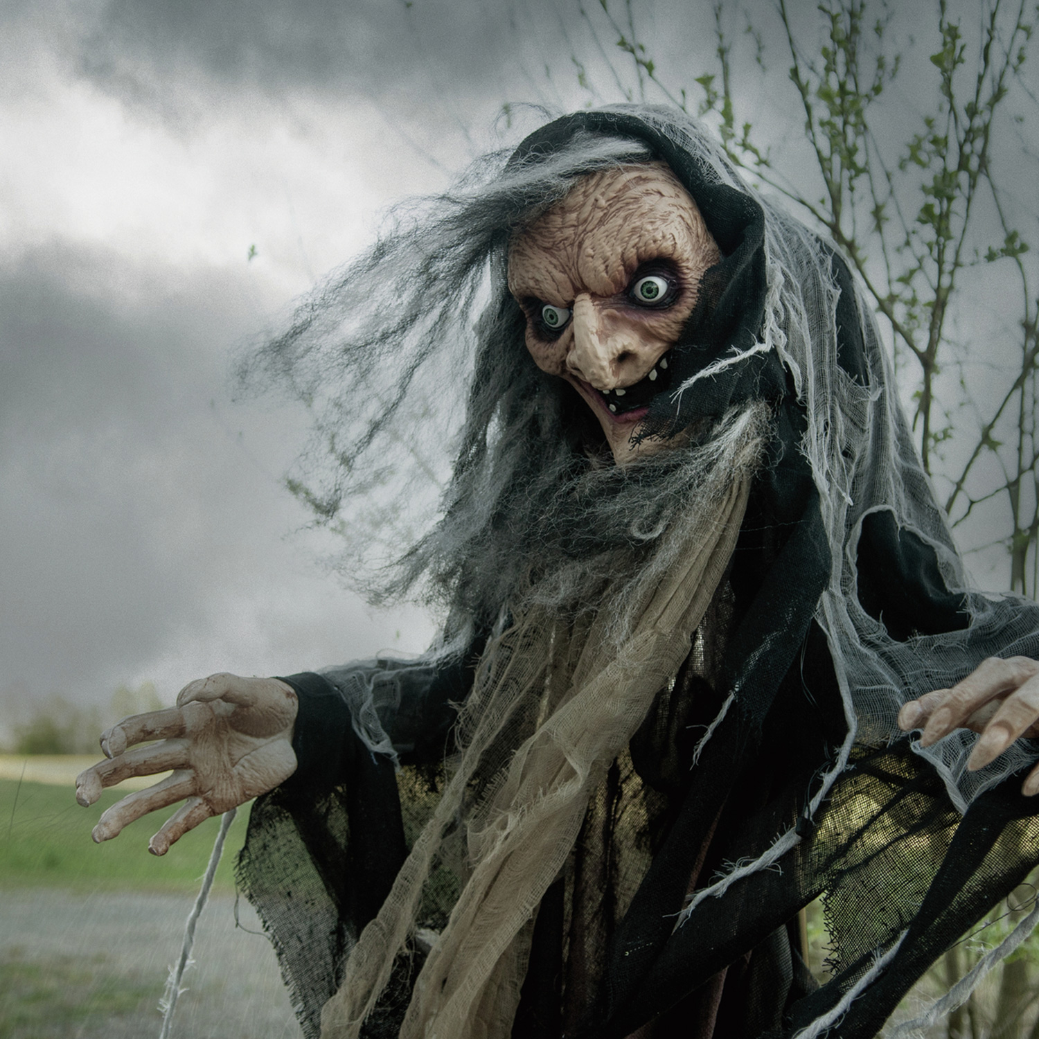 Halloween Figur Hexe NAHEMA, 160cm - animiert mit Bewegung, Licht und Sound Halloween Figur Hexe NAHEMA, 160cm - animiert mit Bewegung, Licht und Sound