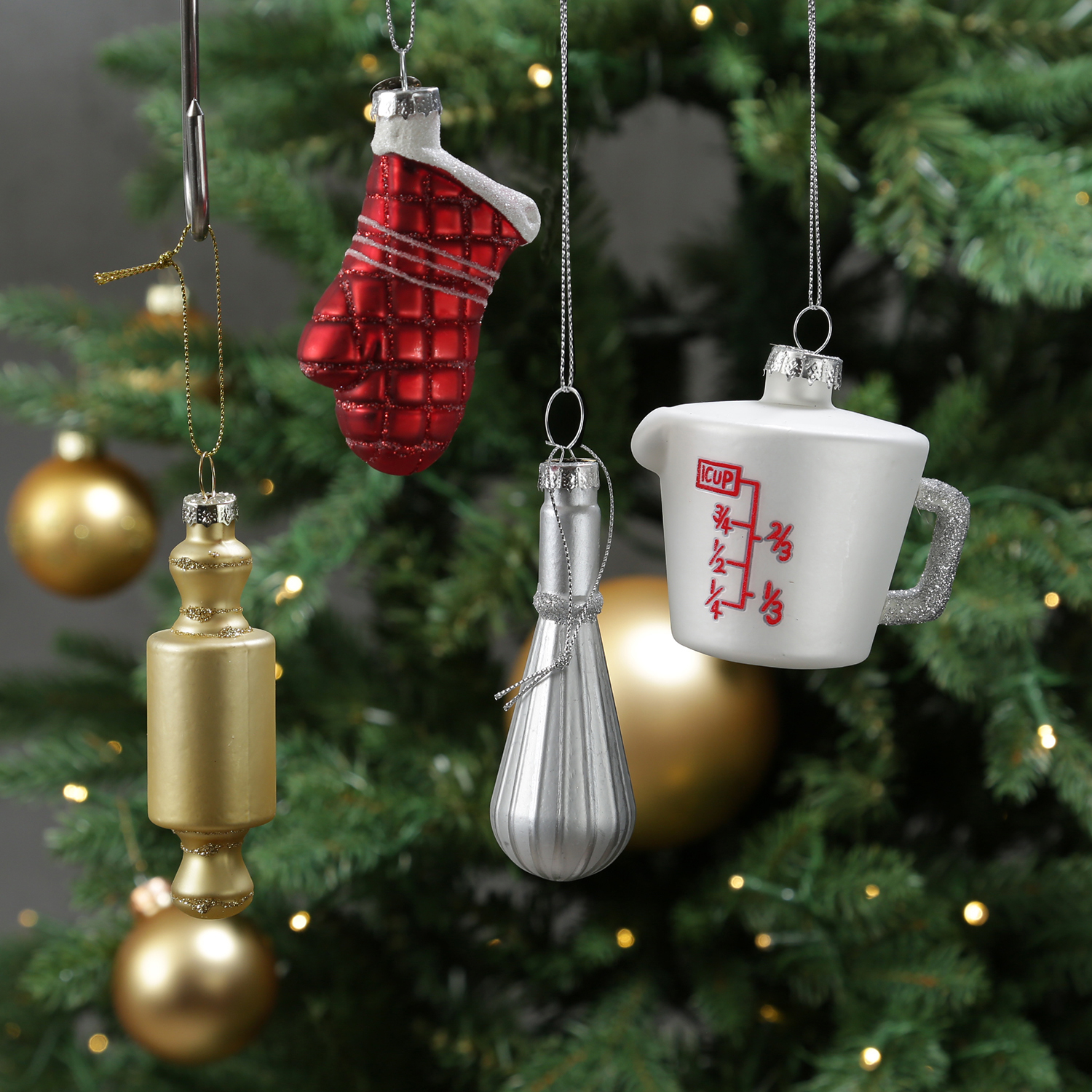 Weihnachtsbaumschmuck Schneebesen - Glas - Christbaumschmuck - H: 10cm - silber