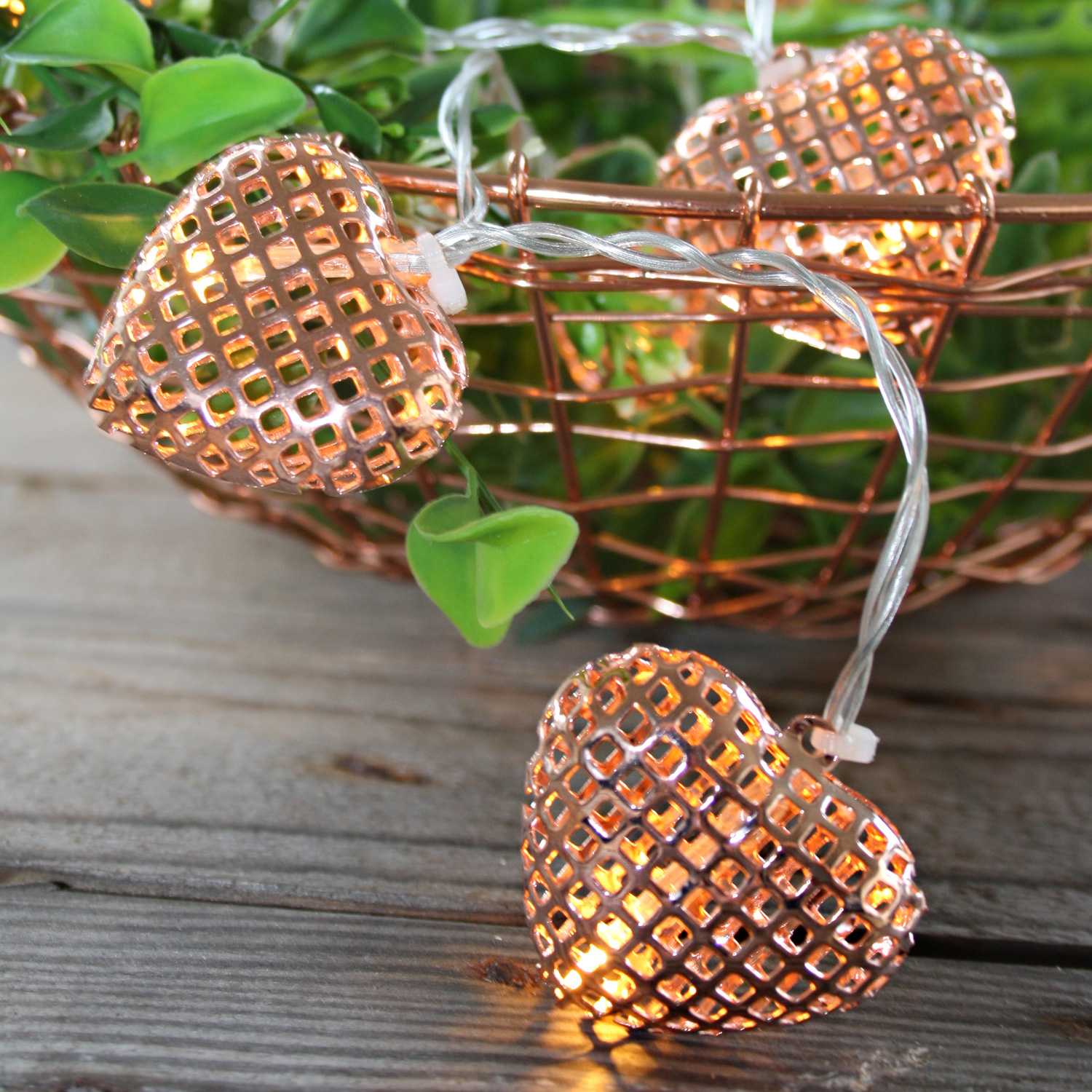 LED Lichterkette DIAMANT - 10 kleine beleuchtete Diamanten - Batterie - Timer - L: 0,90m