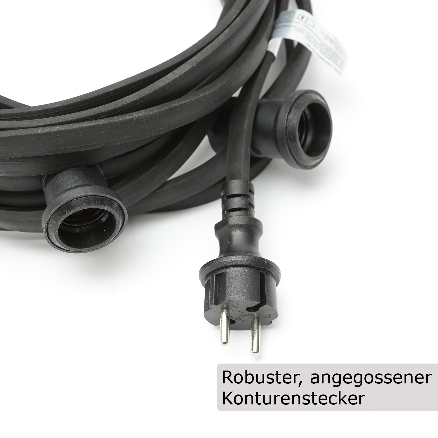 Illu-/Partylichterkette BLACKY 40m - Außenlichterkette schwarz - 40x E27 Schraubfassung