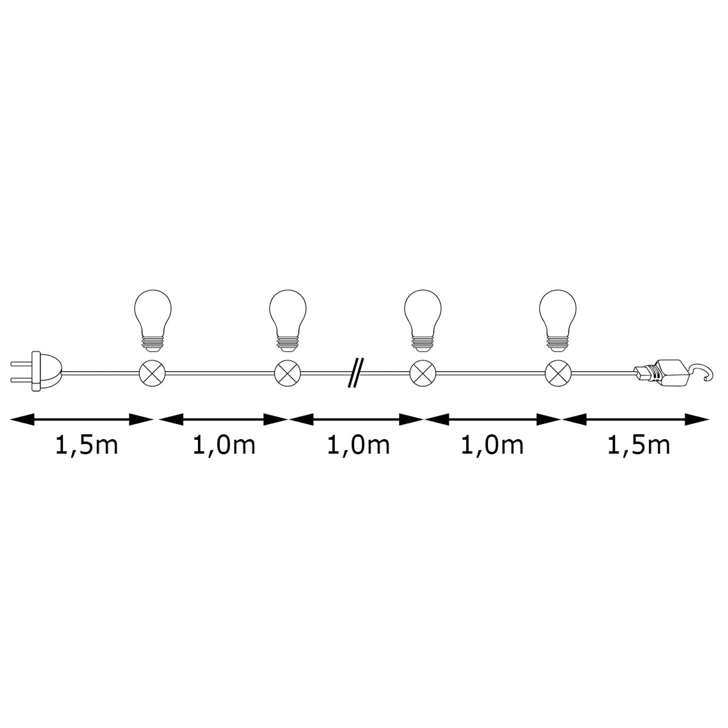 ILLU-Lichterkette 20m - 20xE27 | IP44 | ohne Leuchtmittel | SATISFIRE ILLU-Lichterkette 20m - 20xE27 | IP44 | ohne Leuchtmittel | SATISFIRE