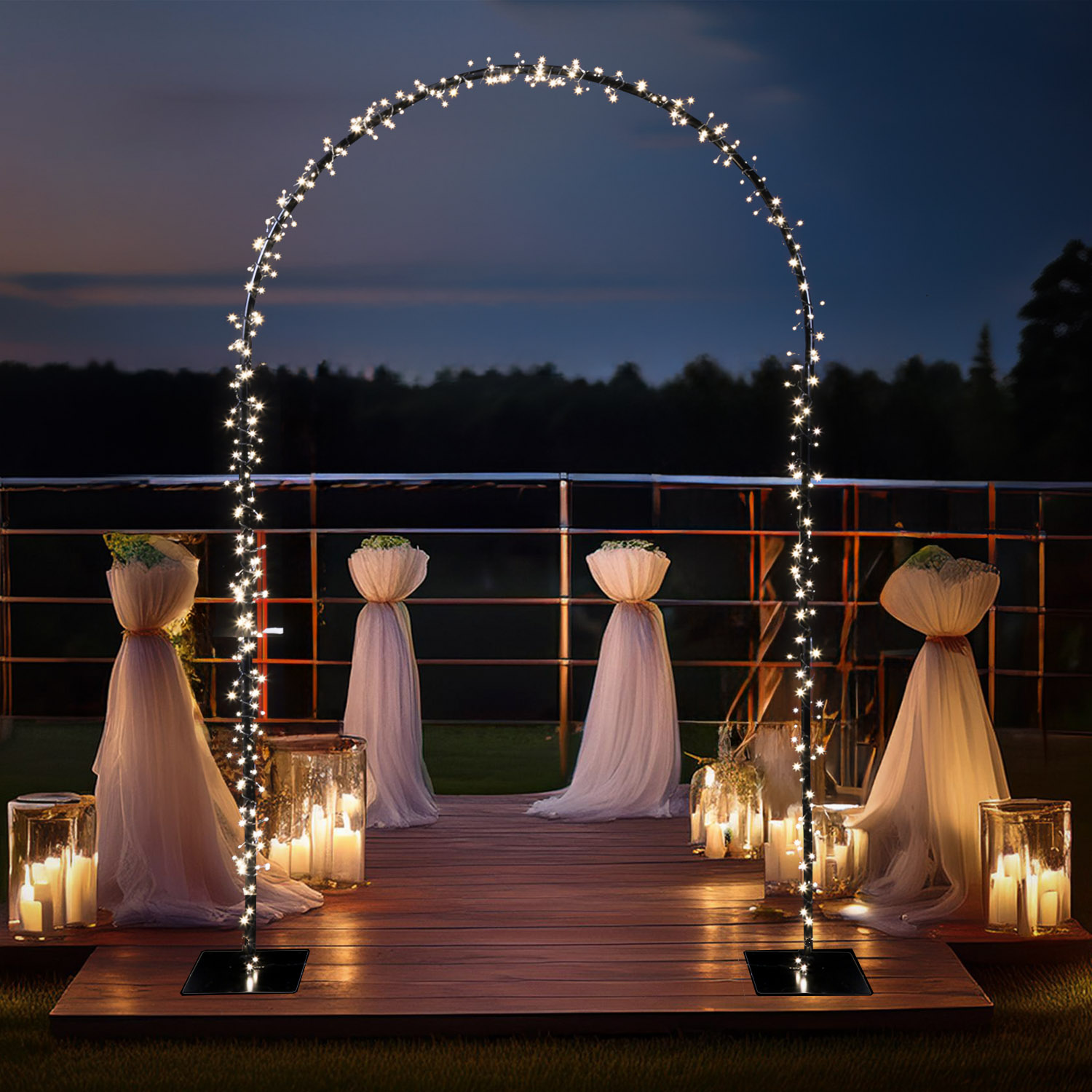 LED Türbogen - 500 warmweiße LED - H: 2,3m - B: 1,3m - 8 Funktionen - Außentrafo - schwarz LED Türbogen - 500 warmweiße LED - H: 2,3m - B: 1,3m - 8 Funktionen - Außentrafo - schwarz