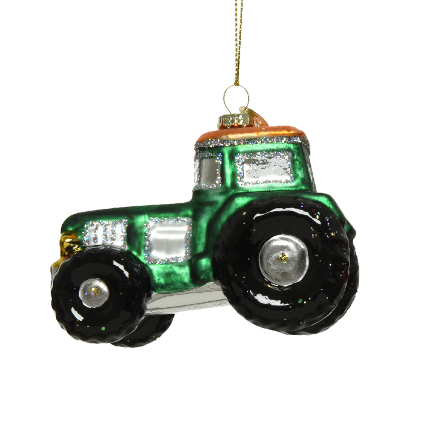 Weihnachtsbaumschmuck Traktor - Christbaumschmuck - Glas - H: 7cm - grün Weihnachtsbaumschmuck Traktor - Christbaumschmuck - Glas - H: 7cm - grün