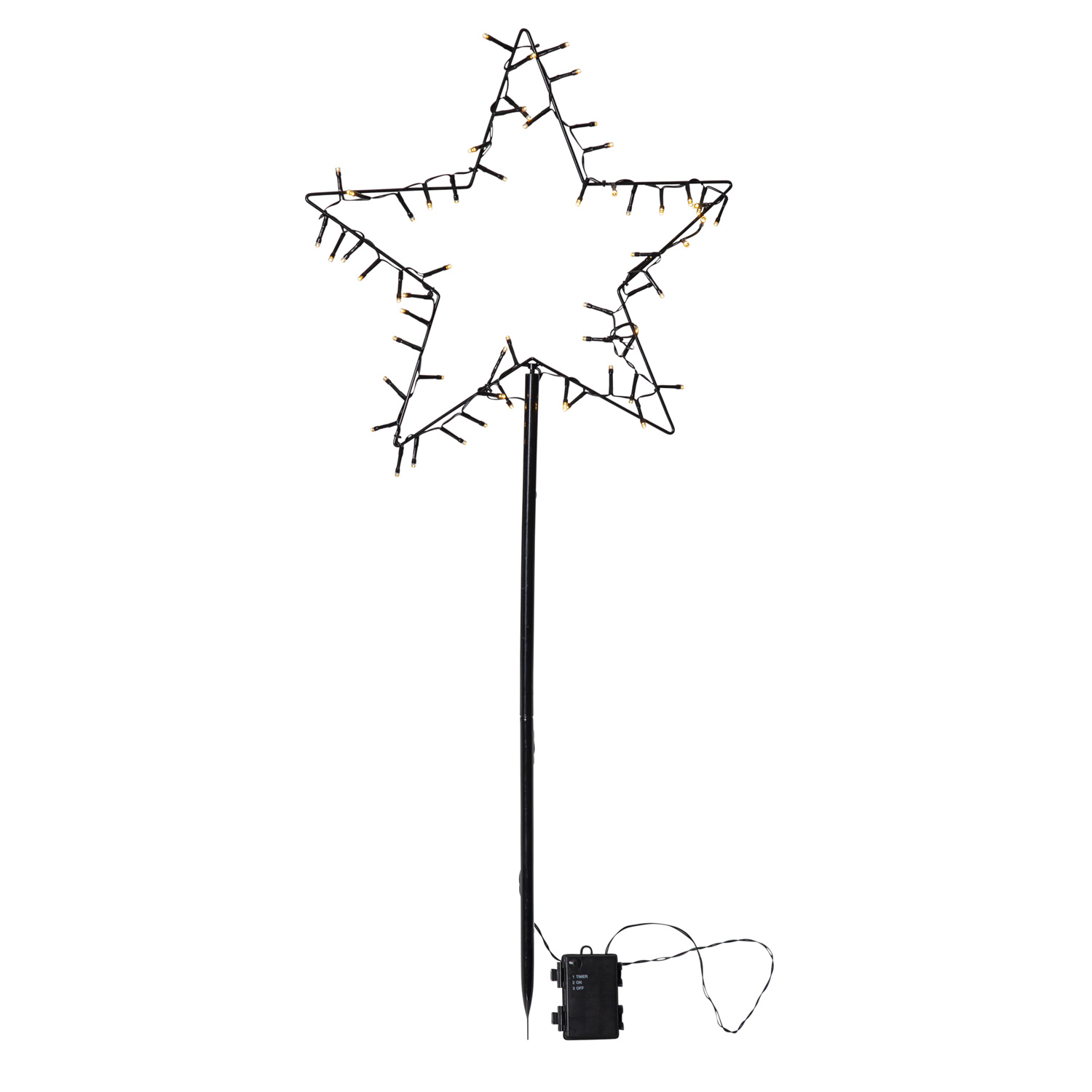 LED Lichterstern Spiky- stehend - H: 92cm - 60 warmweiße LED - Timer - Batterie - Outdoor - schwarz LED Lichterstern Spiky- stehend - H: 92cm - 60 warmweiße LED - Timer - Batterie - Outdoor - schwarz