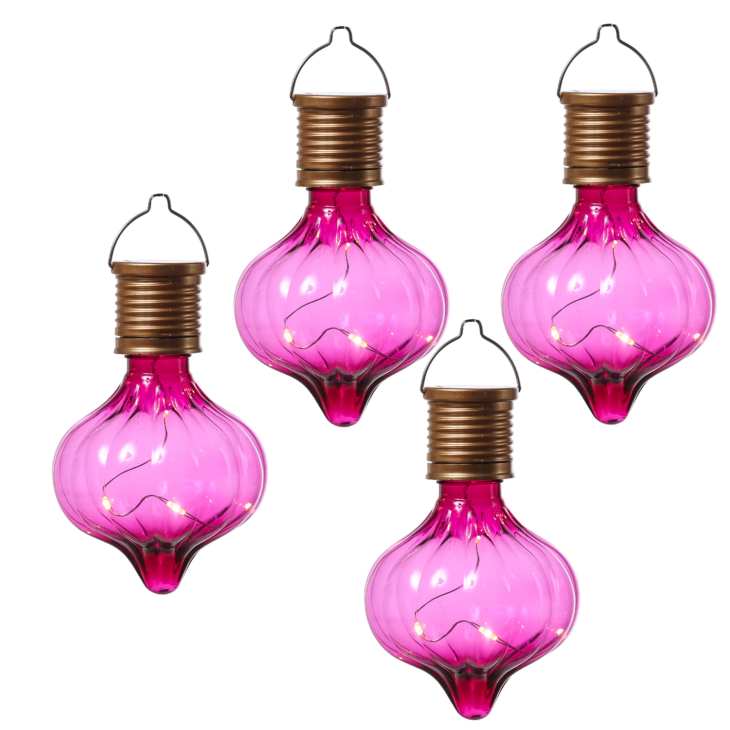 LED Solar Glühbirnen GLOW - Kugelleuchte - warmweiße LED Drahtlichterkette - H: 11,7cm - pink - 4St. LED Solar Glühbirnen GLOW - Kugelleuchte - warmweiße LED Drahtlichterkette - H: 11,7cm - pink - 4St.