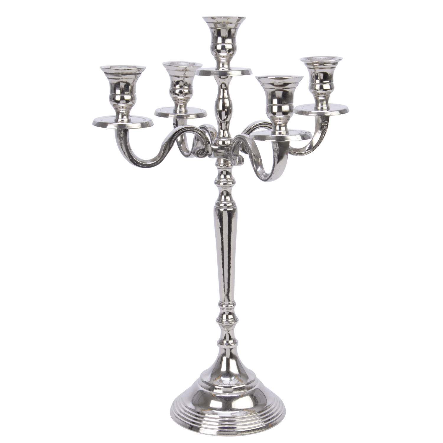 Stabkerzenhalter - Kerzenständer - Kerzenleuchter - Aluminium - H: 41cm - 5-armig - silber Stabkerzenhalter - Kerzenständer - Kerzenleuchter - Aluminium - H: 41cm - 5-armig - silber