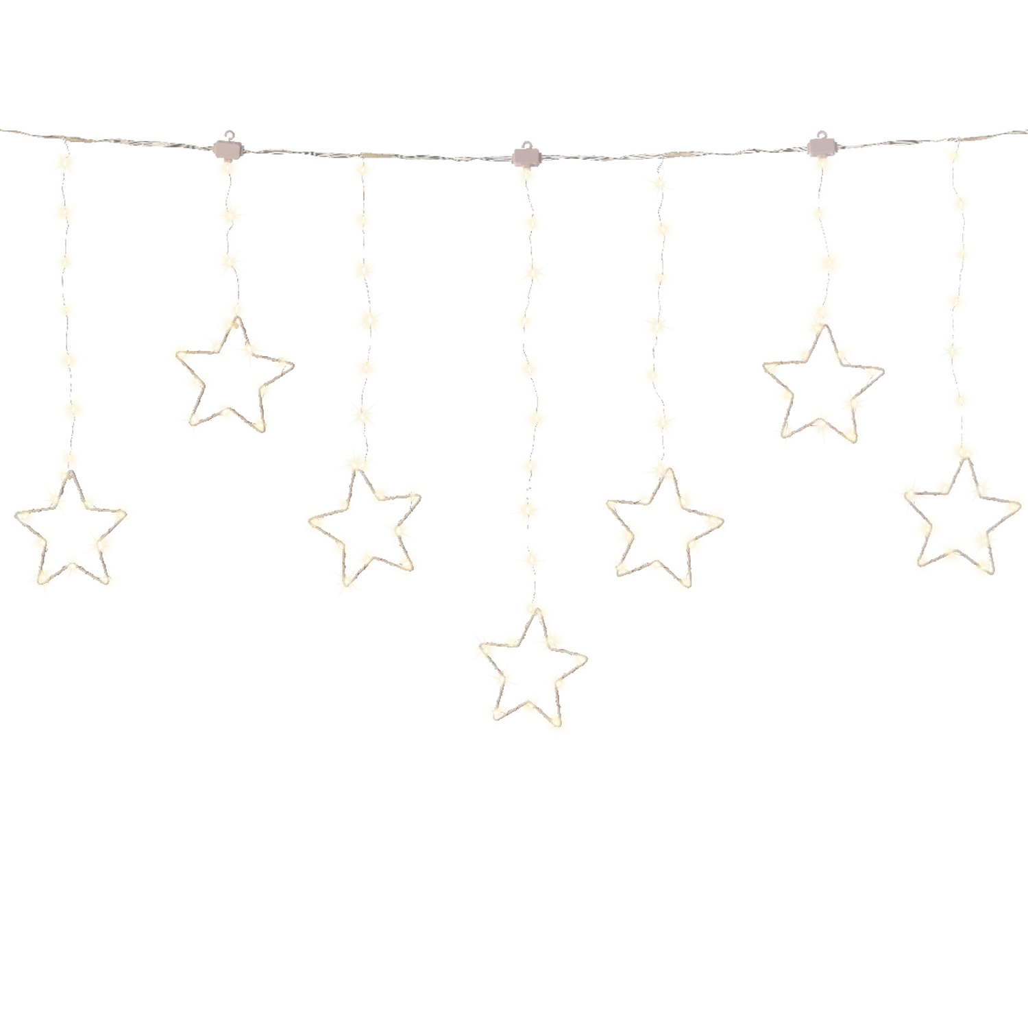 LED Lichtervorhang STERNE - 156 warmweiße LED - 120x60cm - Timer - 8 Funkionen - für Außen LED Lichtervorhang STERNE - 156 warmweiße LED - 120x60cm - Timer - 8 Funkionen - für Außen