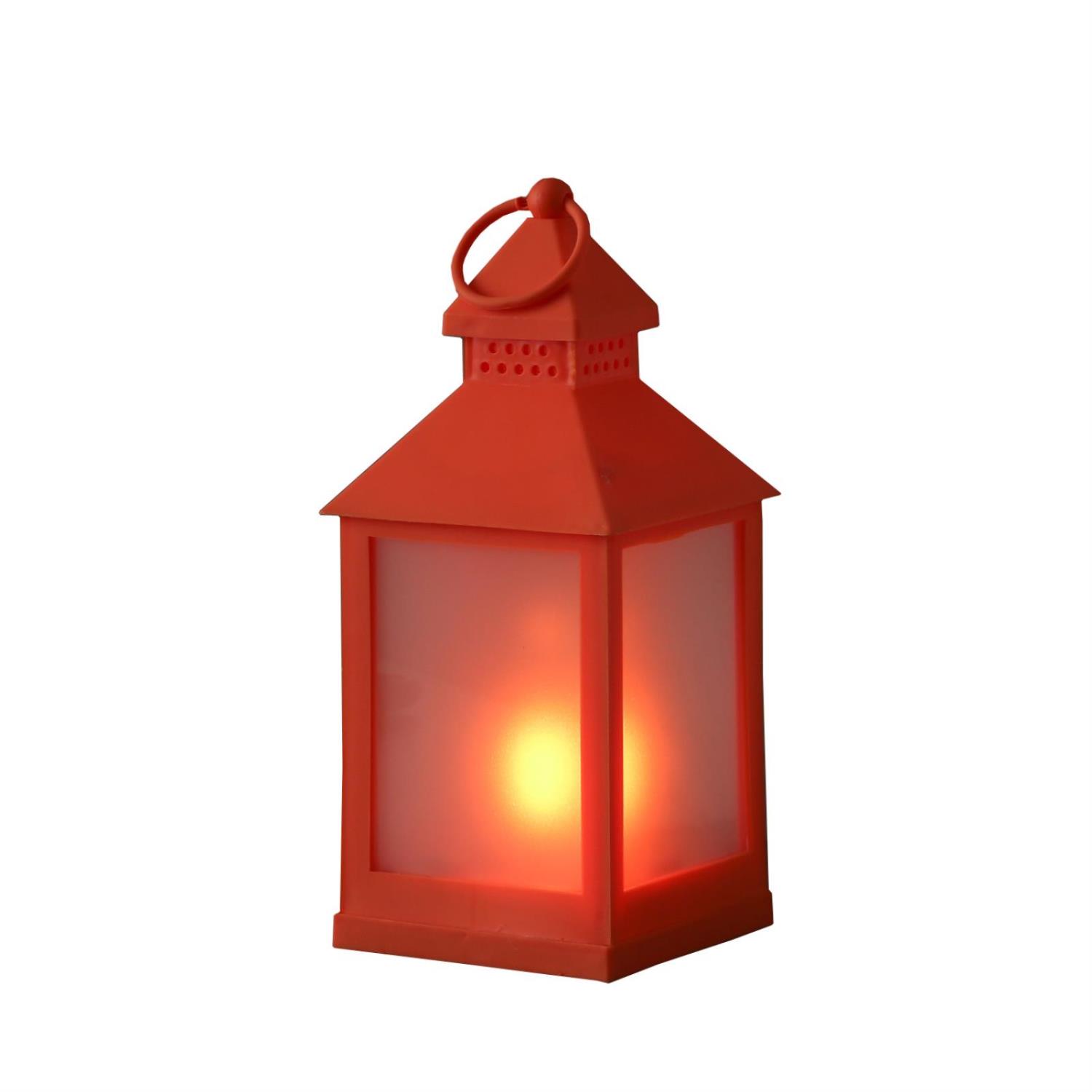 LED Laterne - mit Flammeneffekt - flackernde LED - H- 24cm - Batteriebetrieb - orange