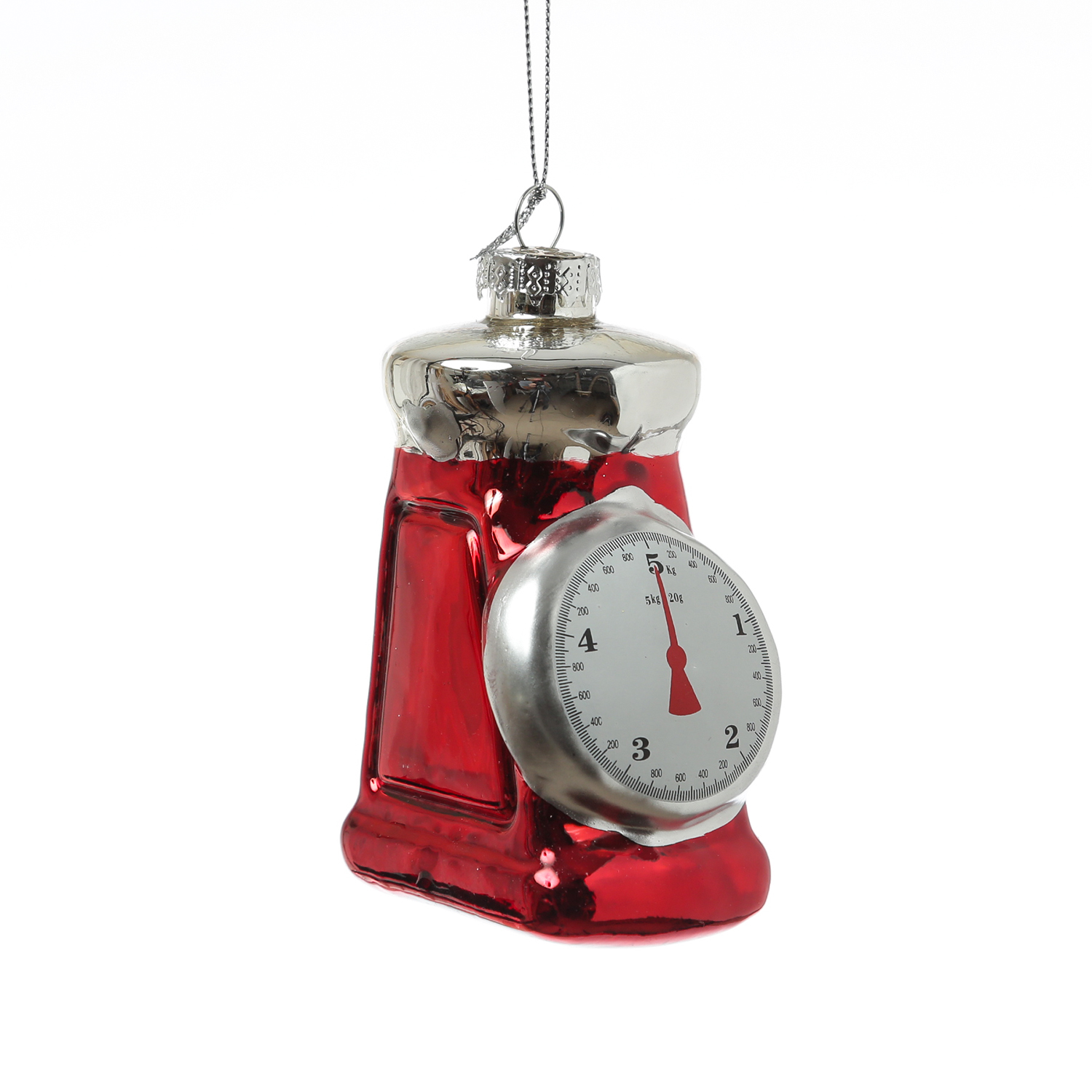 Weihnachtsbaumschmuck Küchenwaage - Glas - Christbaumschmuck - H: 13cm - rot