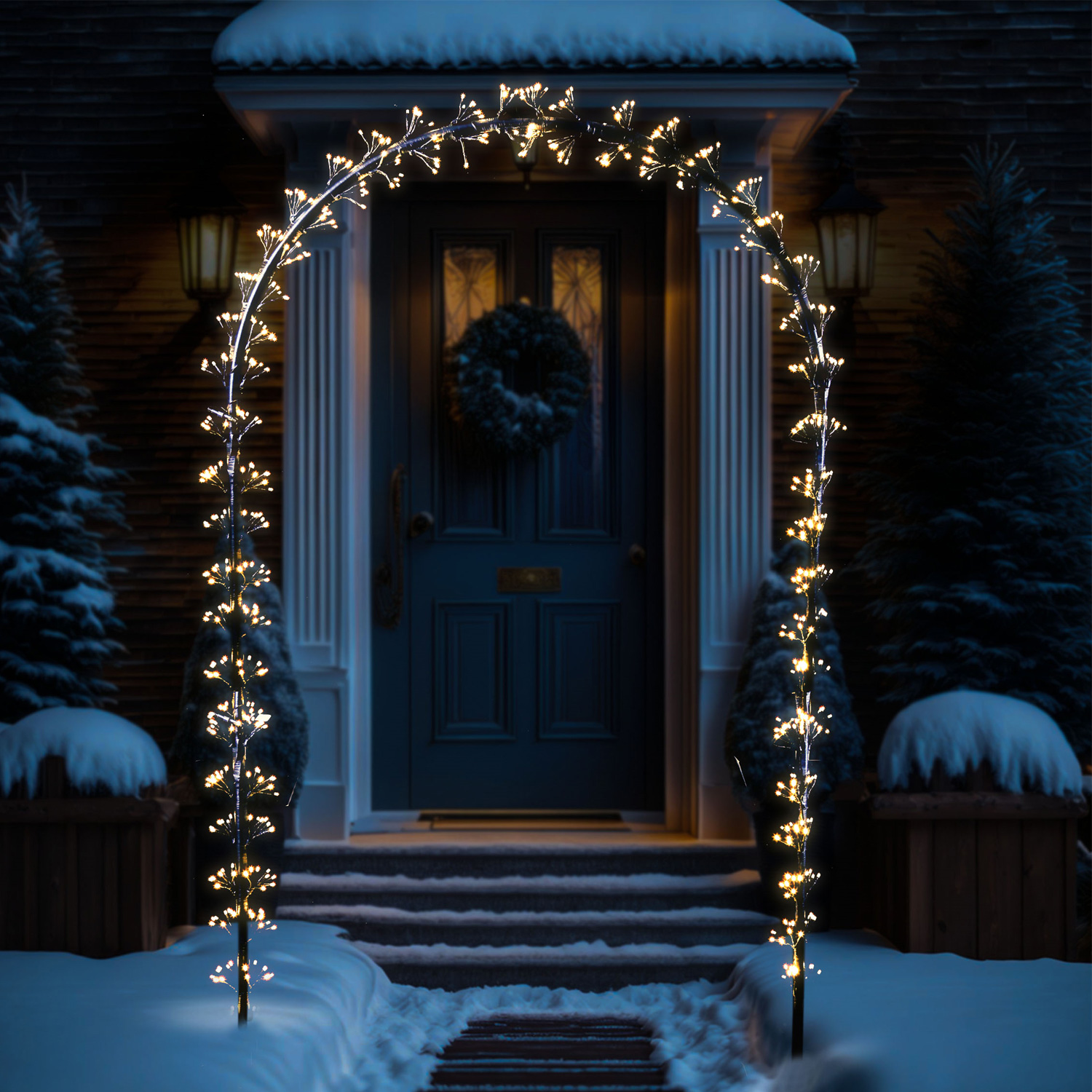 LED Türbogen - 768 warmweiße LED - H: 2,3m - B: 1,3m - 8 Funkt.- Timer - Außentrafo LED Türbogen - 768 warmweiße LED - H: 2,3m - B: 1,3m - 8 Funkt.- Timer - Außentrafo