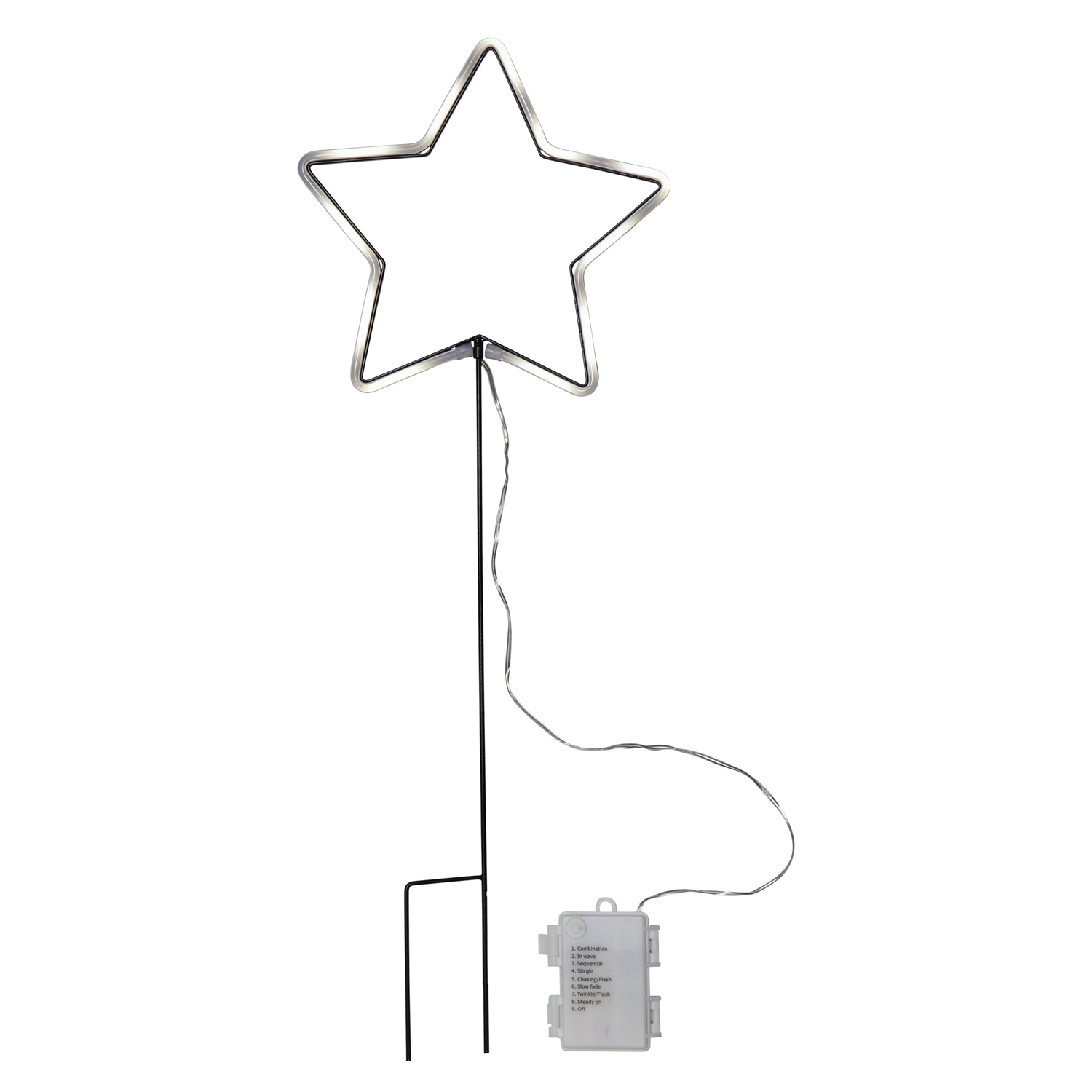 LLED Lichterstern Neonstar- stehend - H: 58cm - 72 warmweiße LED - Timer - Batterie - Outdoor - weiß LED Lichterstern Neonstar- stehend - H: 58cm - 72 warmweiße LED - Timer - Batterie - Outdoor - weiß