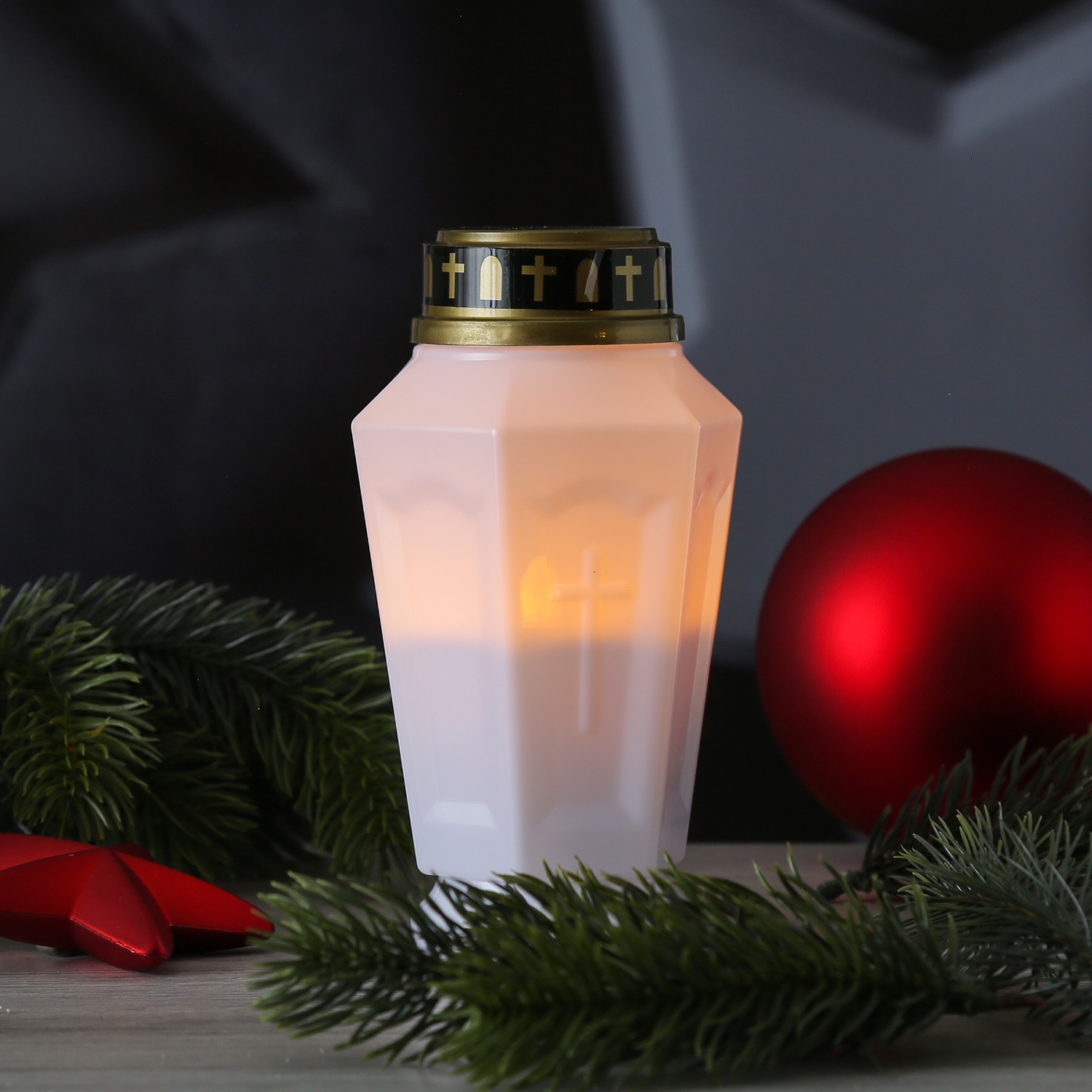 LED Grablicht - Grabkerze - orange flackernd - Timer- H: 15,5cm - für Außen - weiß - 5er Set LED Grablicht - Grabkerze - orange flackernd - Timer- H: 15,5cm - für Außen - weiß - 5er Set