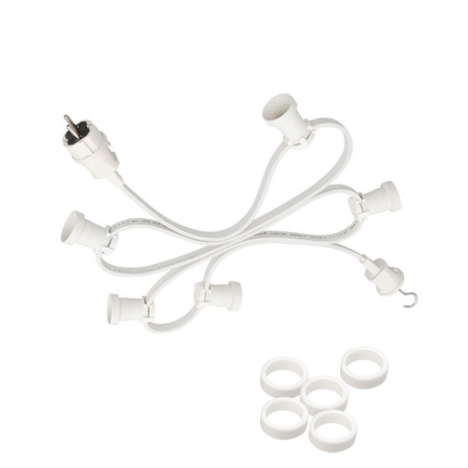 Illu-/Partylichterkette 5m - Außenlichterkette weiß - Made in Germany - 10 warmweiße LED Kugellampen