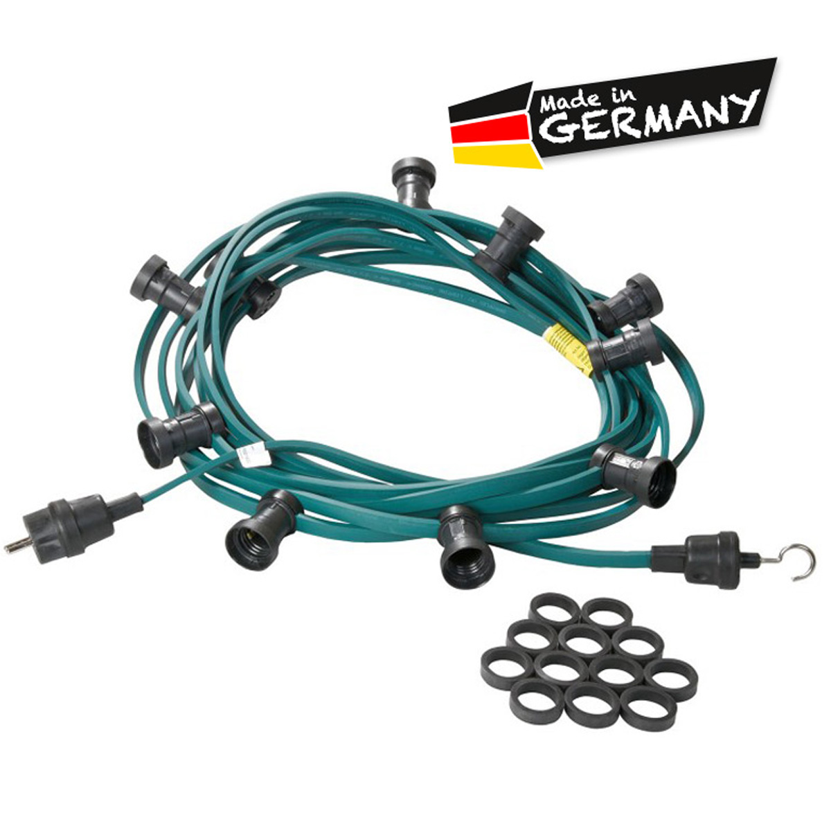 Illu-/Partylichterkette 20m | Außenlichterkette | Made in Germany | 20 x E27 Schraubfassung Illu-/Partylichterkette 20m | Außenlichterkette | Made in Germany | 20 x E27 Schraubfassung