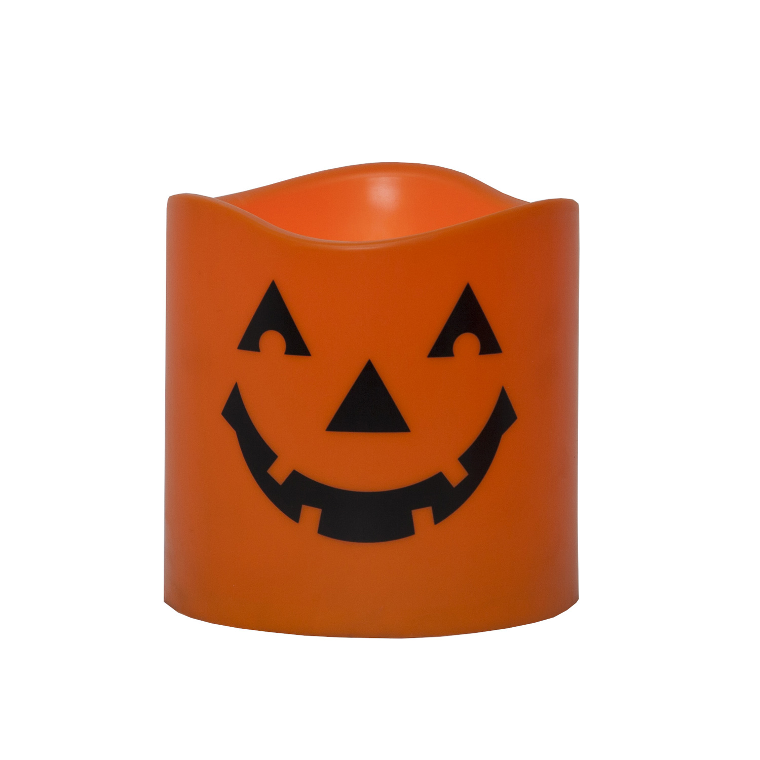 LED Kerzen Halloween - gelbe LED - H: 15cm - D: 15cm - Batteriebetrieb - orange