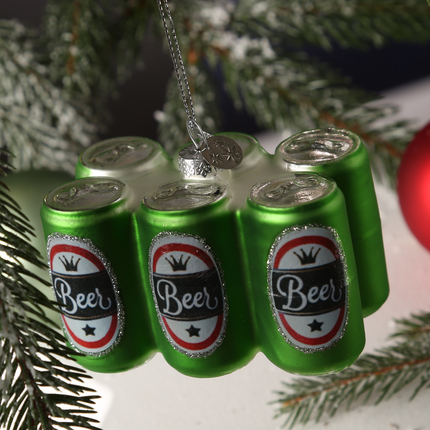 Christbaumschmuck SIXPACK - Glas - inkl. Aufhänger - H: 5,1cm - grün Christbaumschmuck SIXPACK - Glas - inkl. Aufhänger - H: 5,1cm - grün