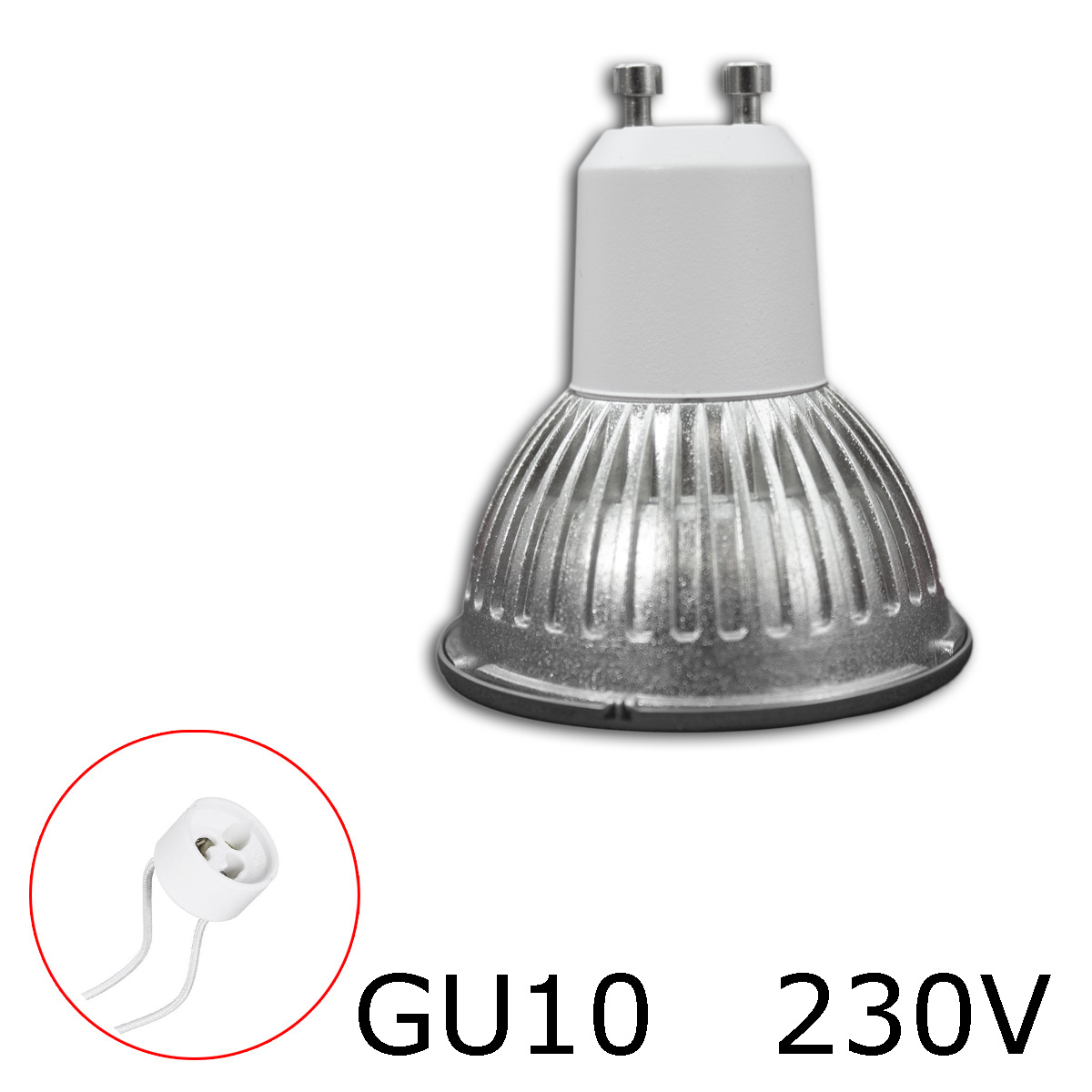 Klemmspotfassung inklusive LED GU10  Leuchtmittel, warmweiß - 3W - 30° 1,5m Kabel - Kabelschalter