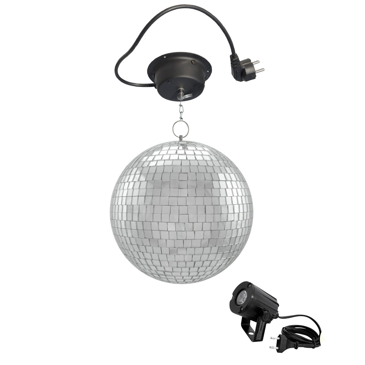 Spiegelkugel Komplettset - Discokugel, Motor, Pinspot, Montagematerial für Diskokugel - Mirrorball Set - Partyset Spiegelkugel Komplettset - Discokugel, Motor, Pinspot, Montagematerial für Diskokugel - Mirrorball Set - Partyset