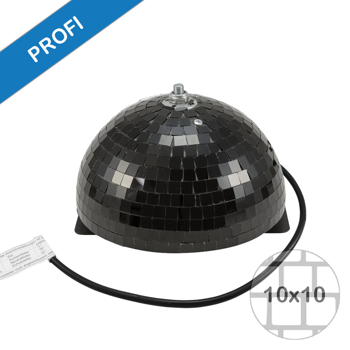 Spiegelkugel halb schwarz 20cm - für Deckenmontage - Diskokugel Echtglas - 10x10mm Spiegel - PROFI Spiegelkugel halb schwarz 20cm - für Deckenmontage - Diskokugel Echtglas - 10x10mm Spiegel - PROFI