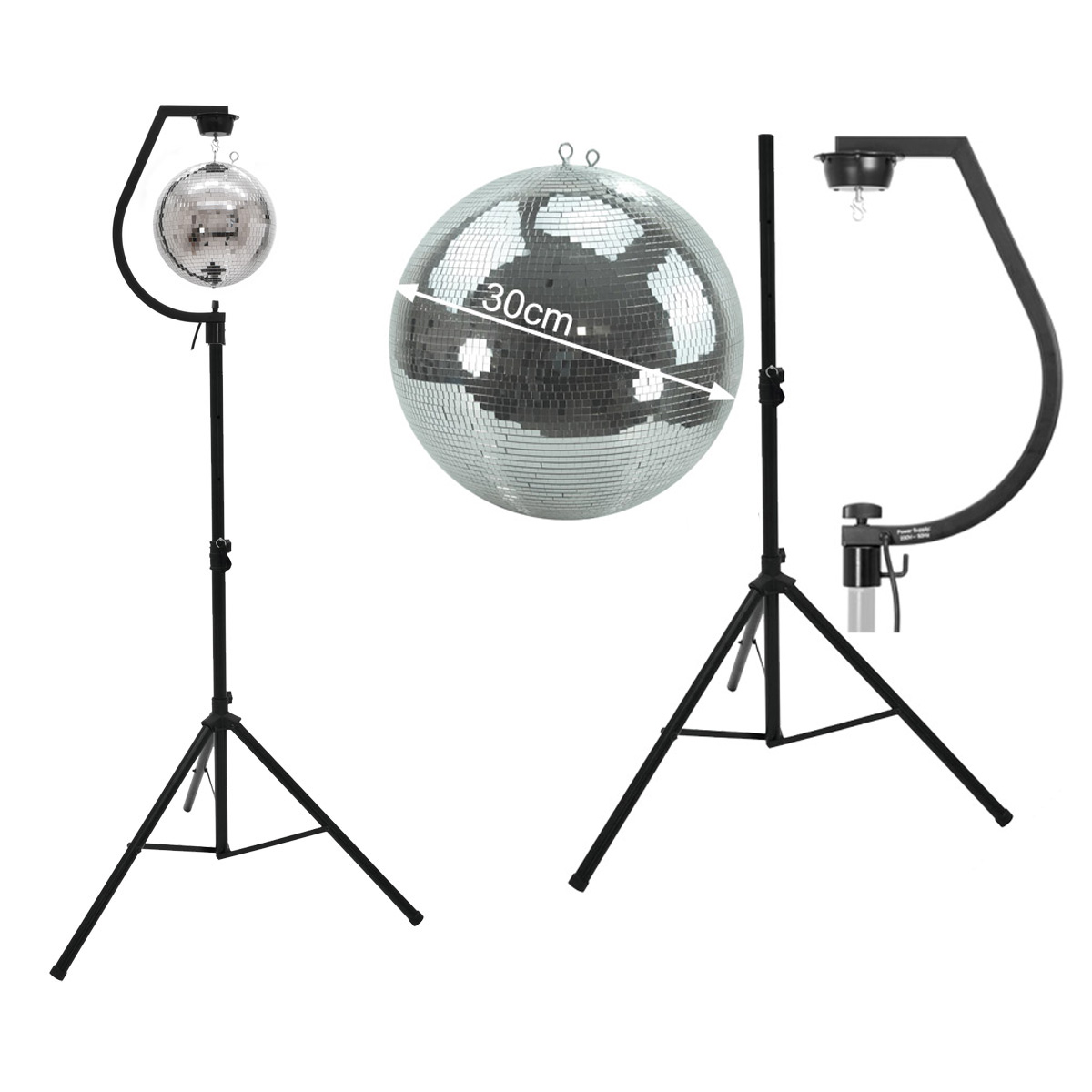 Spiegelkugel SET 30cm PROFI Kugel mit schwarzer Stativhalterung - inkl. Motor Spiegelkugel SET 30cm PROFI Kugel mit schwarzer Stativhalterung - inkl. Motor