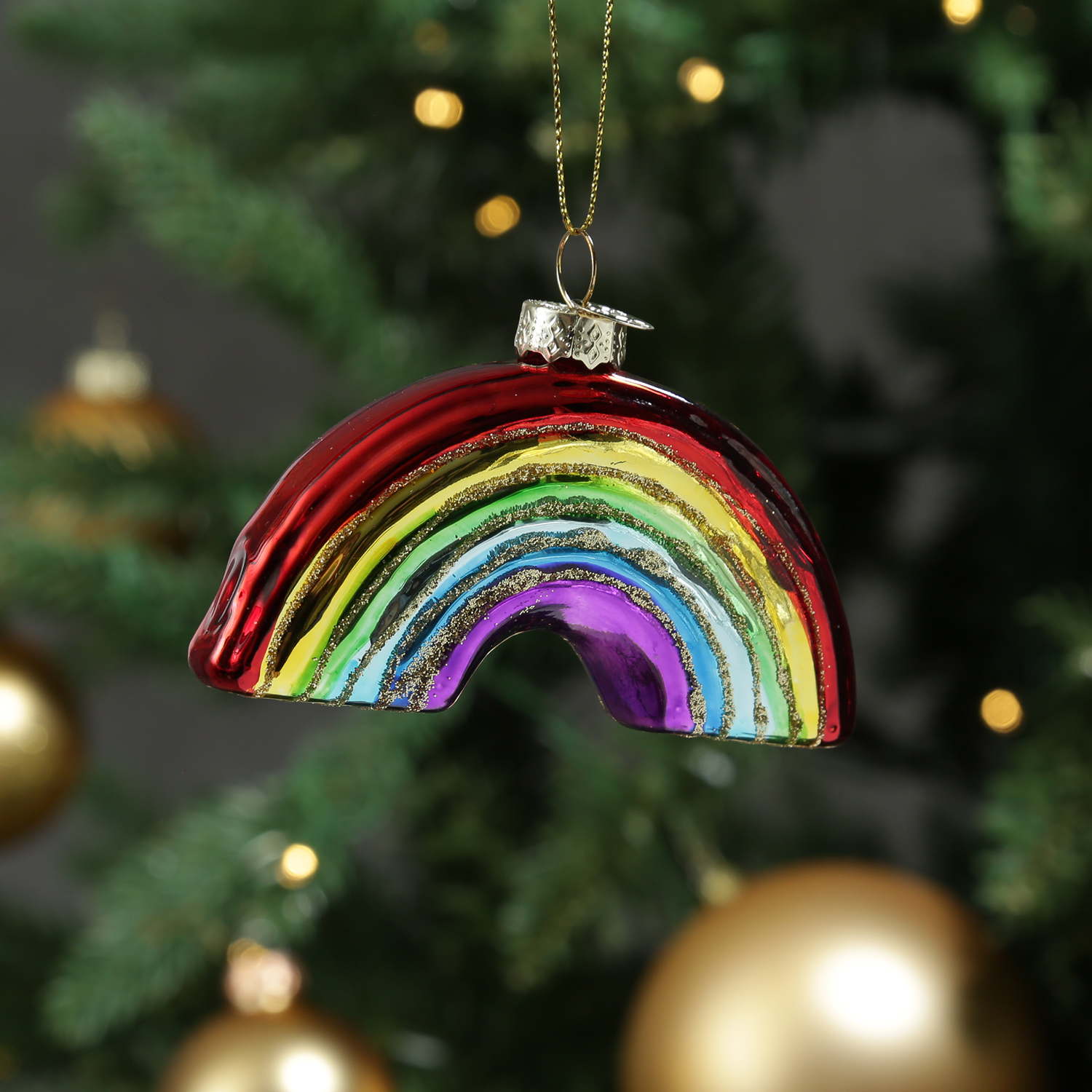 Weihnachtsbaumschmuck REGENBOGEN - Christbaumschmuck - Glas - mit Glitzer - L: 10cm - bunt