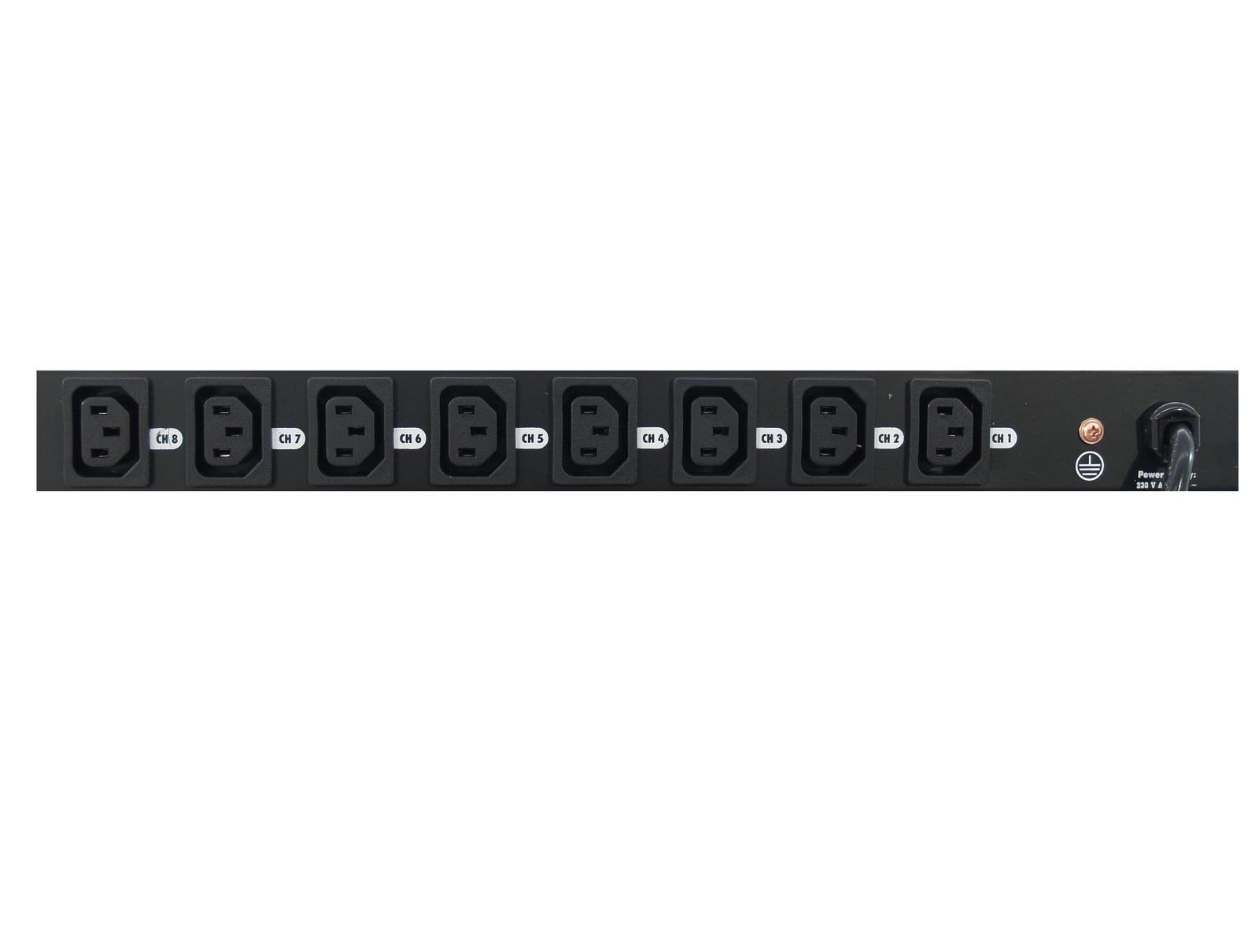 Schaltboard mit 8 beleuchteten Schaltern - 19" Einbau möglich - mit IEC Kaltgeräten-Ausgängen