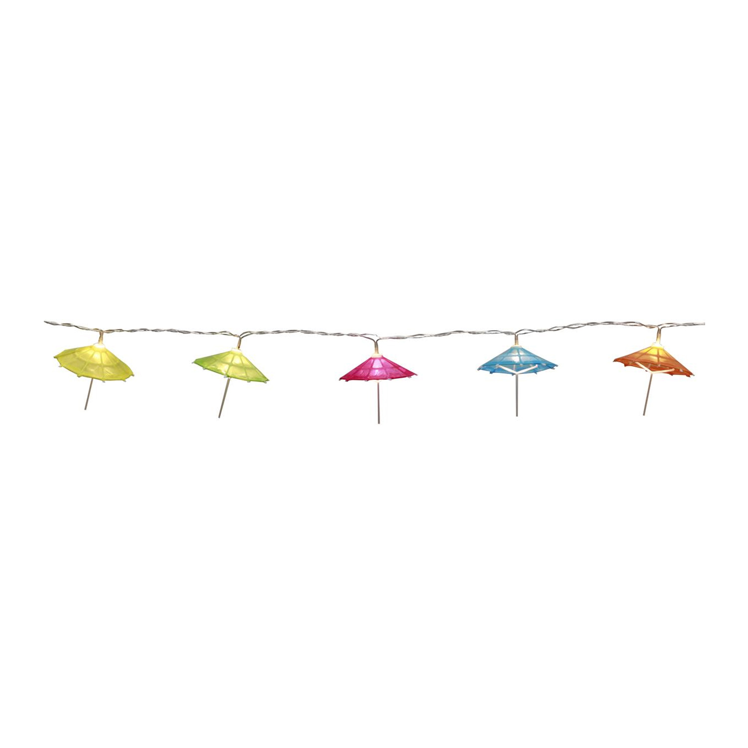 LED Lichterkette - 10 bunte Sonnenschirmchen - warmweißen LED - L: 1,35m - Batterie LED Lichterkette - 10 bunte Sonnenschirmchen - warmweißen LED - L: 1,35m - Batterie