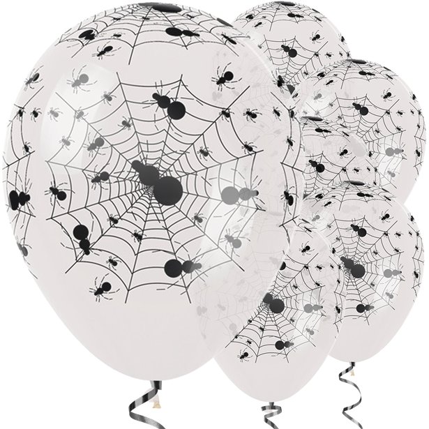 Halloween Ballons 25 Stück - weiss mit Spinnen- Latex - 30cm Halloween Ballons 25 Stück - weiss mit Spinnen- Latex - 30cm