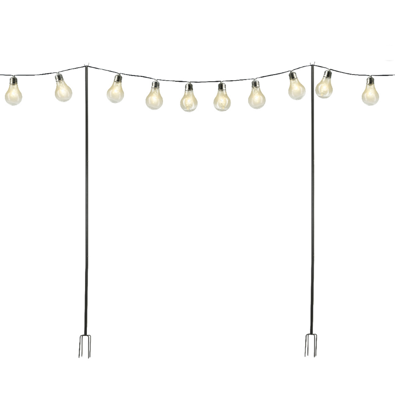 Lichterkettenhalterung - Lichterkettenmast mit Erdspieß - Gartenstab - H: 2,8m - für Außen - 2er Set Lichterkettenhalterung - Lichterkettenmast mit Erdspieß - Gartenstab - H: 2,8m - für Außen - 2er Set