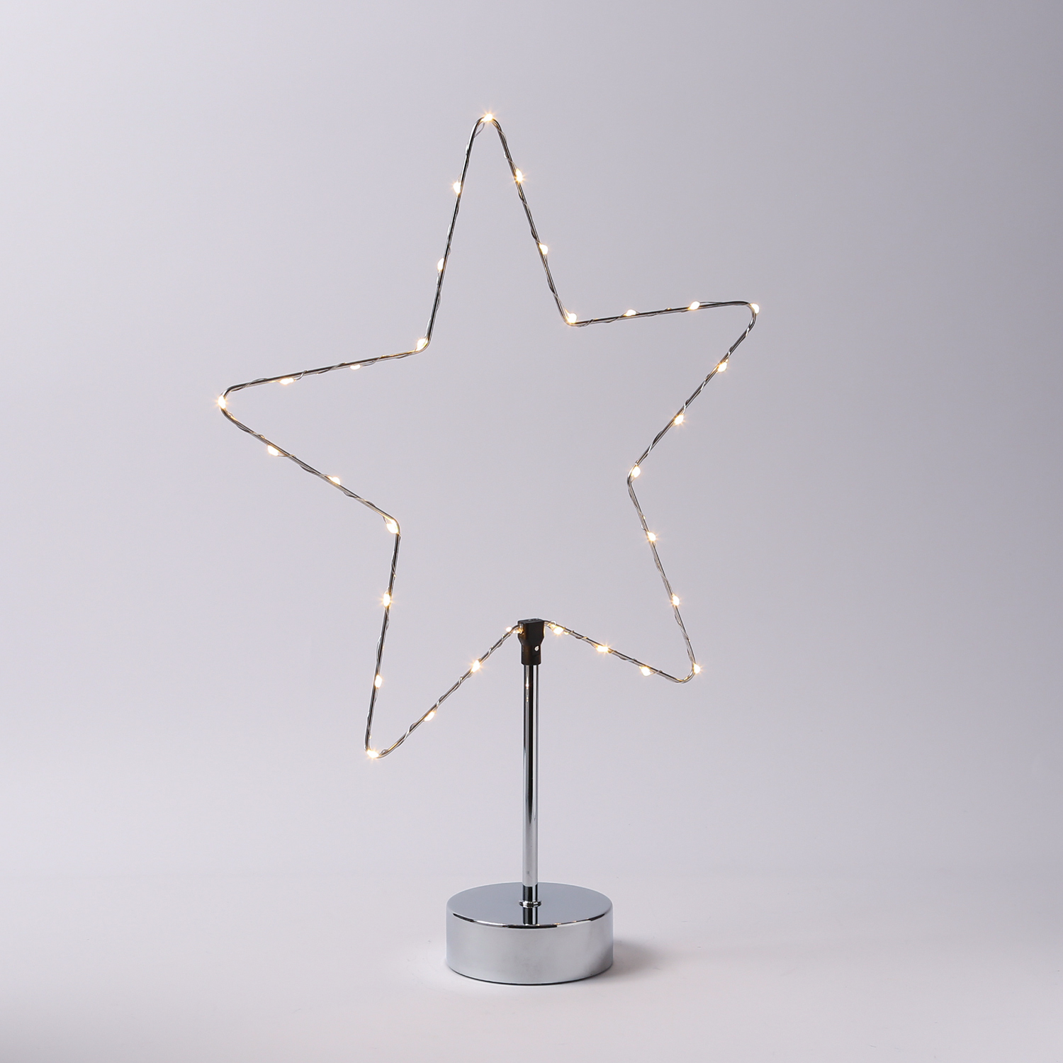 LED Dekoleuchte Herz/Stern - wechselbarer Aufsatz - H: 50cm - Batterie - Timmer - silber LED Dekoleuchte Herz/Stern - wechselbarer Aufsatz - H: 50cm - Batterie - Timmer - silber