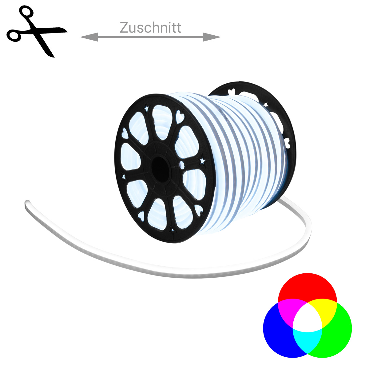 LED Lichtschlauch NEON FLEX 230V Slim - RGB - 100cm Zuschnitt - Anfertigung nach Mass