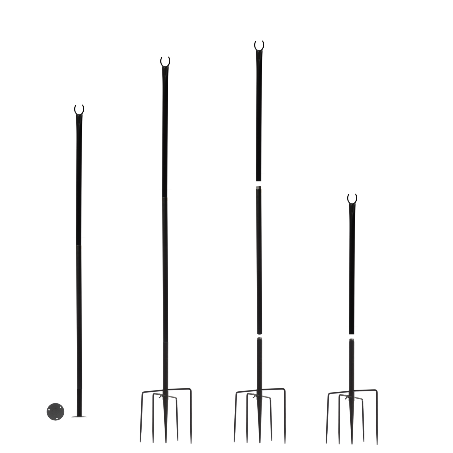 Lichterkettenhalterung - Lichterkettenmast mit Erdspieß - Gartenstab - H: 2,8m - für Außen - 2er Set Lichterkettenhalterung - Lichterkettenmast mit Erdspieß - Gartenstab - H: 2,8m - für Außen - 2er Set